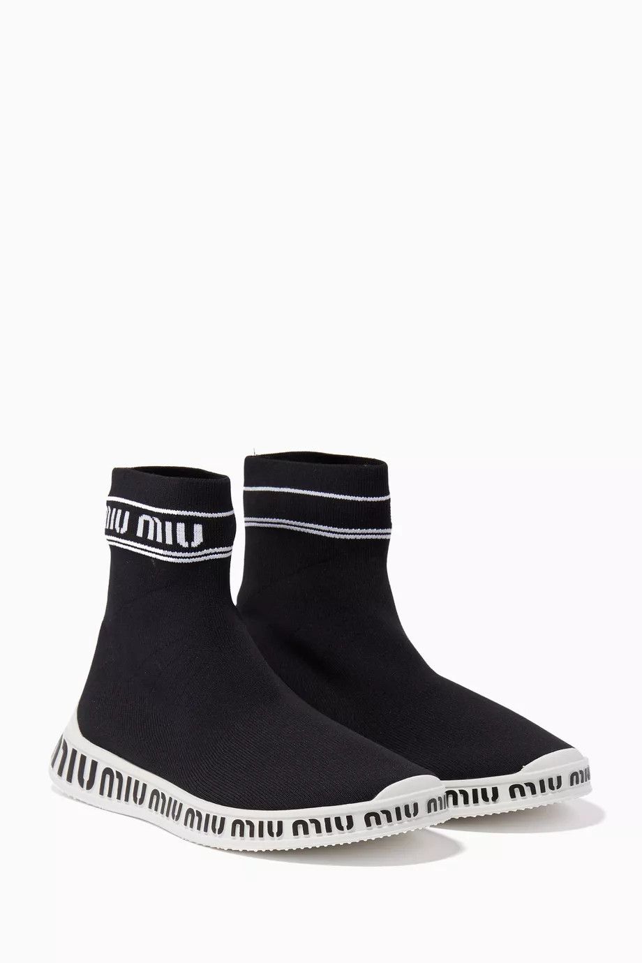 Miu Miu o1la1rc1a0724 Sock Boots in Black Size US 7 / IT 37 - 3 Thumbnail