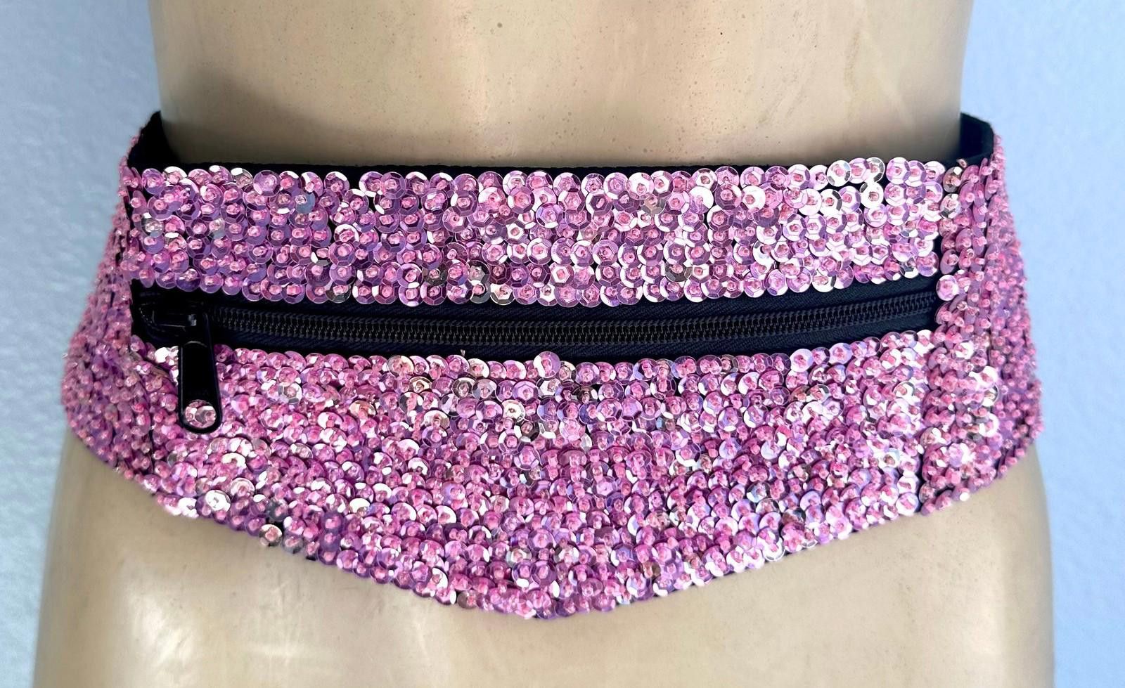 Designer Sequin Cummerbund Fashion Belt Pink Size ONE SIZE - 1 Thumbnail