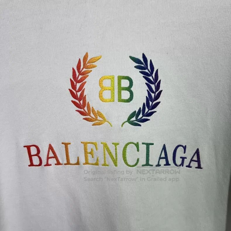 Balenciaga Balenciaga Rainbow Wheat Ear Embroidered White Hoodie Size US XS / EU 42 / 0 - 3 Thumbnail