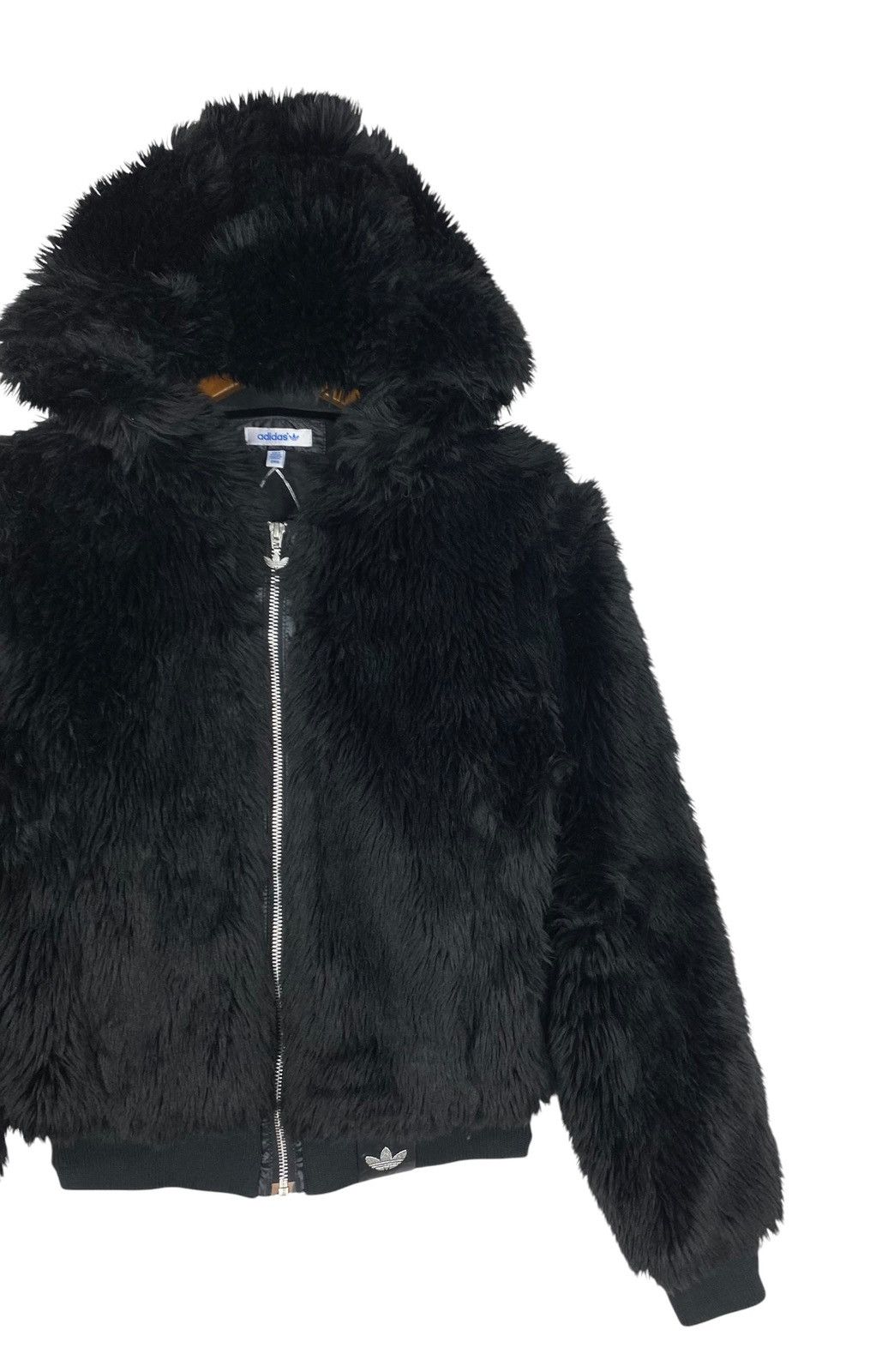 Adidas Rare‼️ Adidas Hooded Faux Fur Jacket Big Logo Inside Size XS / US 0-2 / IT 36-38 - 4 Thumbnail