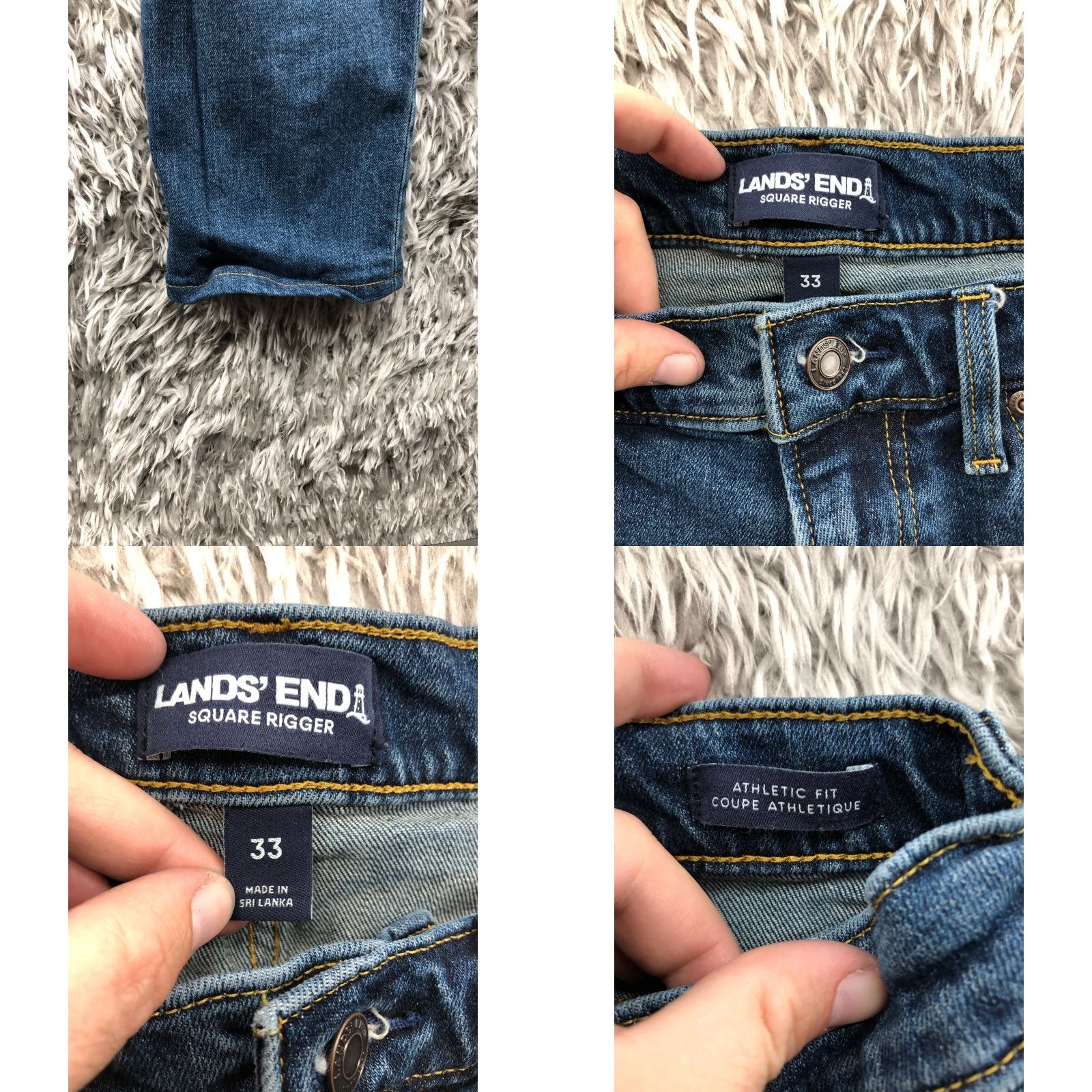 Lands' End Lands' End Jeans Square Rigger Lands' End 33 Mens Regular Denim Dark Blue 5-Pocket Straight" Size US 33 - 8 Thumbnail