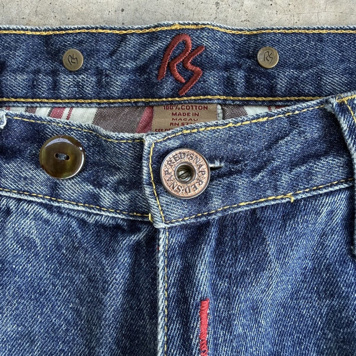 Japanese Brand W32x30 Vintage Snap Red Flare Faded Denim Jean Pants Size US 33 - 7 Thumbnail