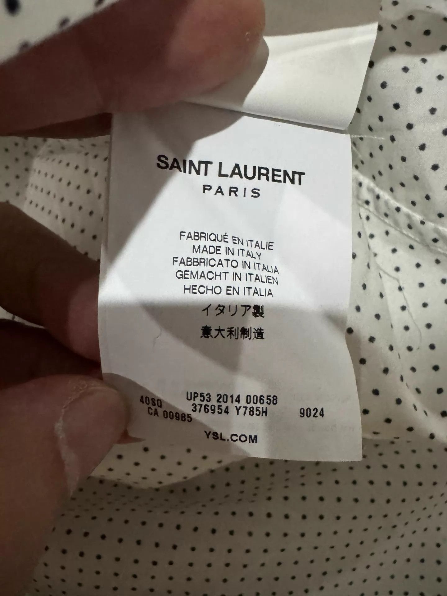 Saint Laurent Paris Saint Laurent SLP Hedi Slimane White Polka Dot Shirt 39 Size US M / EU 48-50 / 2 - 4 Thumbnail