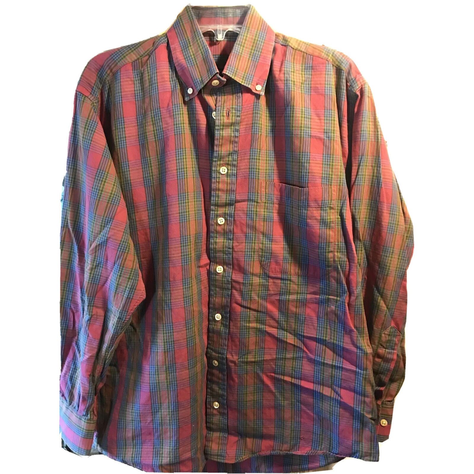 Burberry Burberry London Men’s M Red Plaid Long Sleeve Cotton Shirt Size US M / EU 48-50 / 2 - 1 Thumbnail
