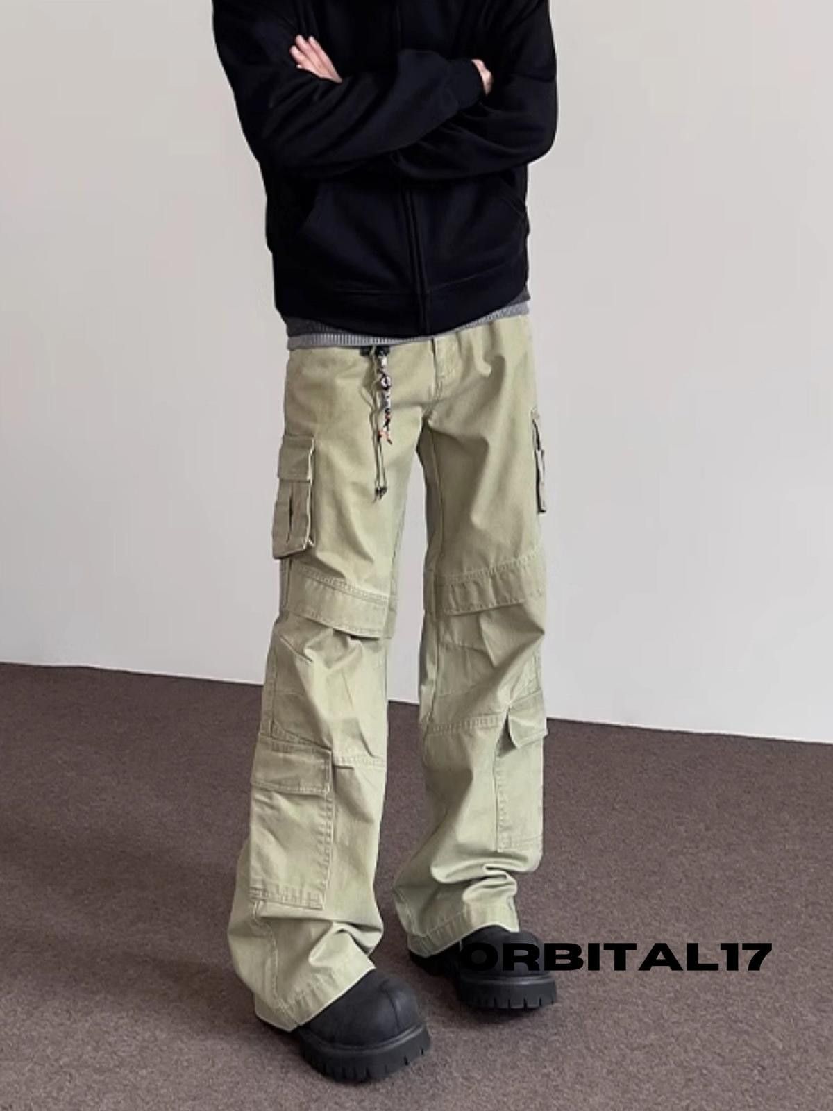 Vintage Green Cargo Micro Flared Pants Size US 30 / EU 46 - 1 Thumbnail