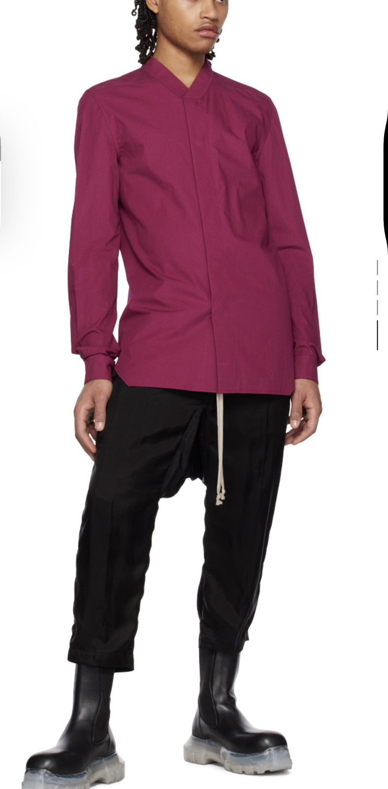 Pre-owned Rick Owens Fuscia Edfu Snap Shirt Size 46 In Purple