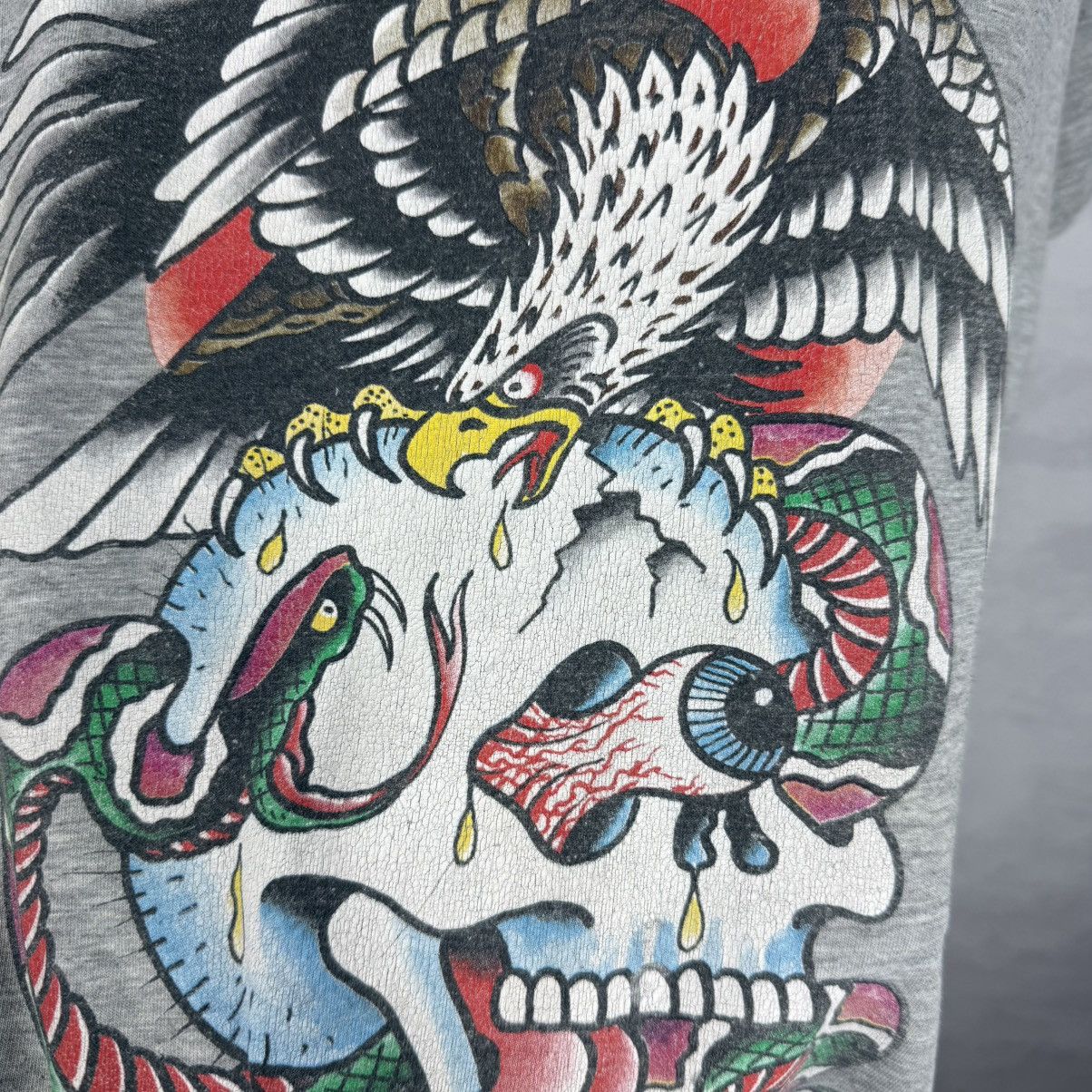 Christian Audigier × Ed Hardy × Vintage Vintage Ed Hardy By Christian Audigier Skull Eagle T-Shirt Size US L / EU 52-54 / 3 - 5 Thumbnail