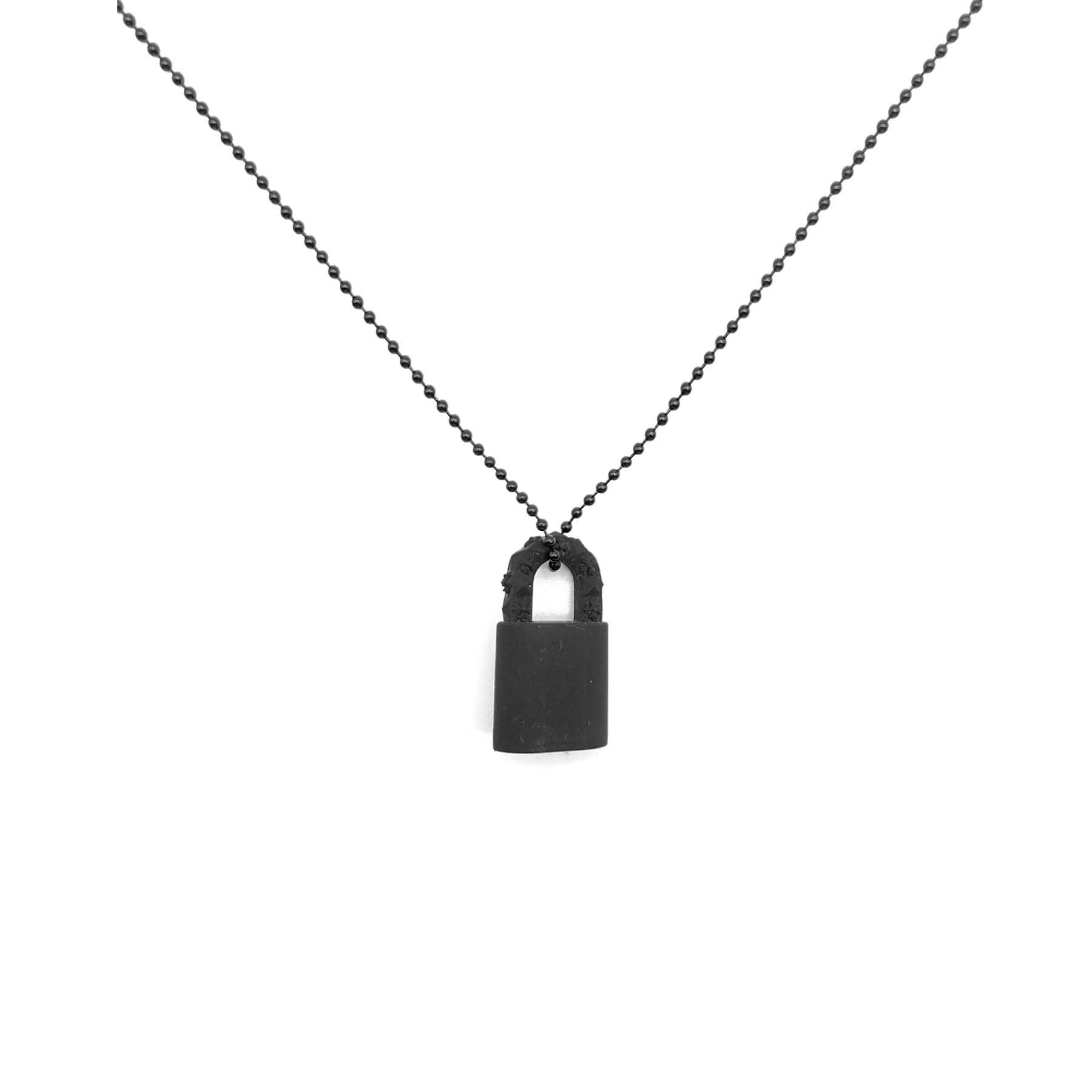 Chrome Hearts Chrome Hearts Black Resin Lock Pendant Ball Chain Necklace Size ONE SIZE - 2 Thumbnail