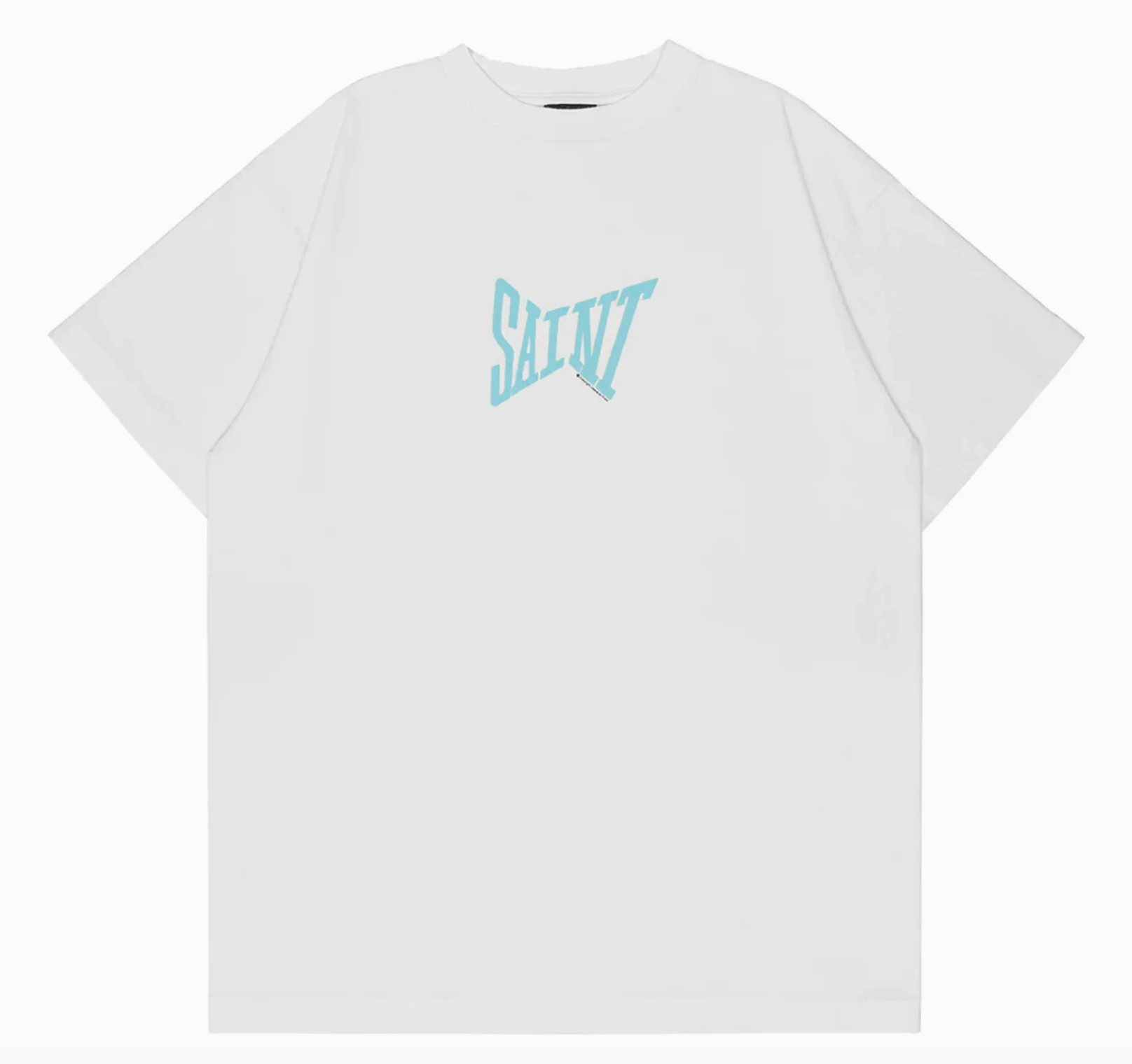Saint Michael Ribon Logo Short Sleeve Tee Shirt White Teal | Grailed