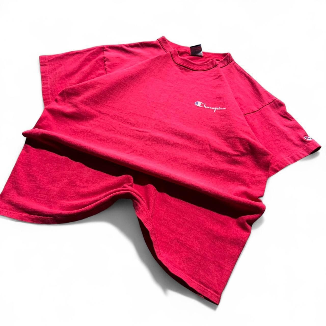 Champion Vintage 90s Champion Single Stitch Red T-Shirt XL Size US XL / EU 56 / 4 - 2 Thumbnail