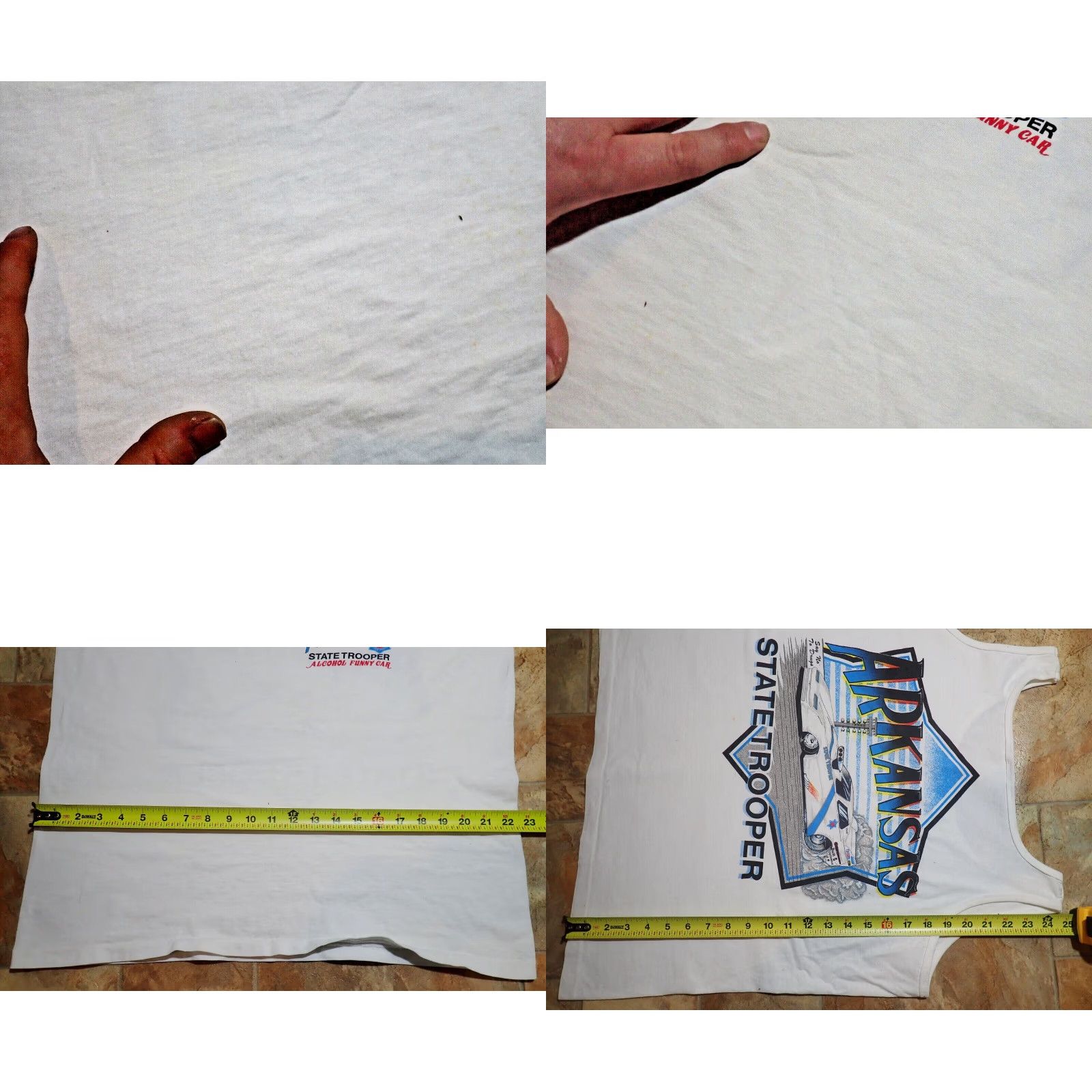 Anvil VINTAGE Arkansas State Police Womens Sleeveless T-Shirt Adult Large White Funny Car Drag Racing 80s 90s USA Size L / US 10 / IT 46 - 8 Thumbnail