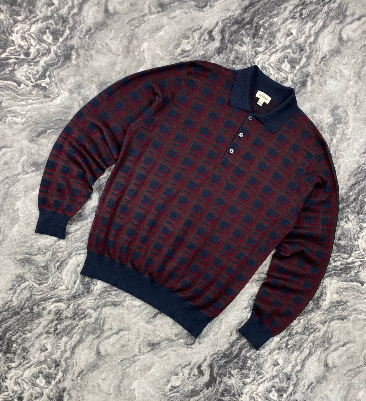 Brioni Vintage Brioni Polo Long Sleeve Sweater Silk Cashmere Size US L / EU 52-54 / 3 - 1 Thumbnail