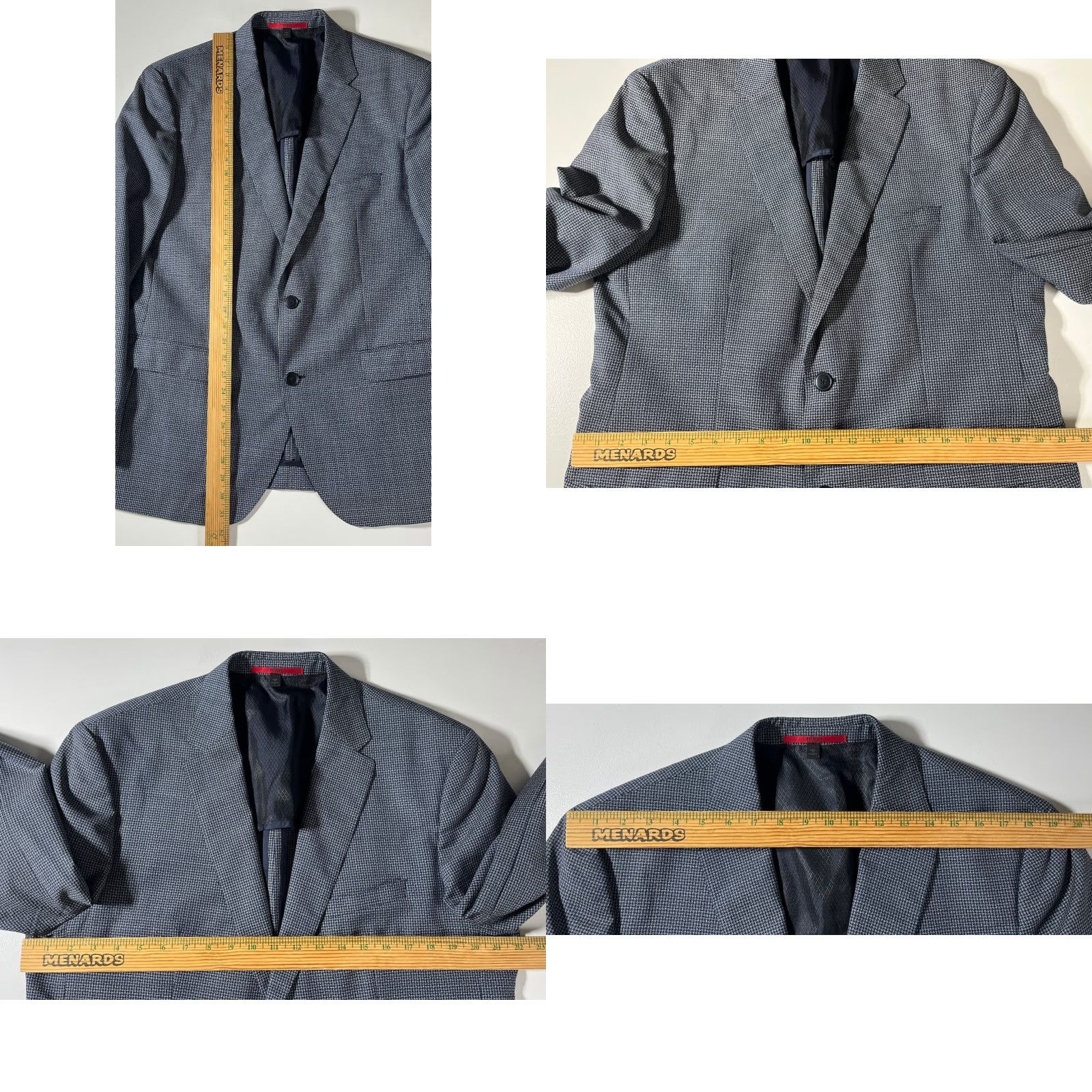Hugo Boss HUGO BOSS Sport Coat Jacket Blue Grey 44R Wool Single-Breasted Four-Button Regular Fit Men's Jacket Size US S / EU 44-46 / 1 - 9 Thumbnail