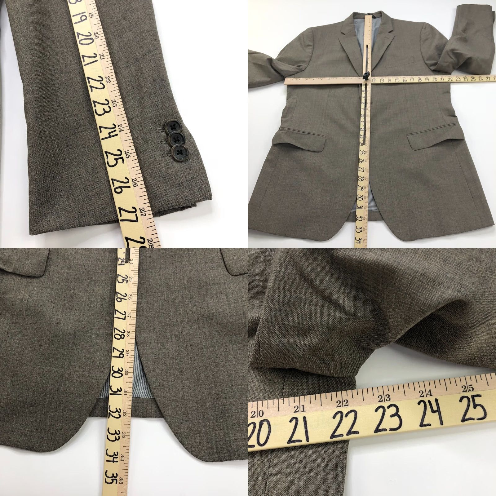 Banana Republic Banana Republic Blazer Sport Coat 44 L 100% Wool Brown Gray Button Notch Lapel Double-Vented Single-Breasted Two-Button Shirt Mens Regular Size 44R - 8 Thumbnail