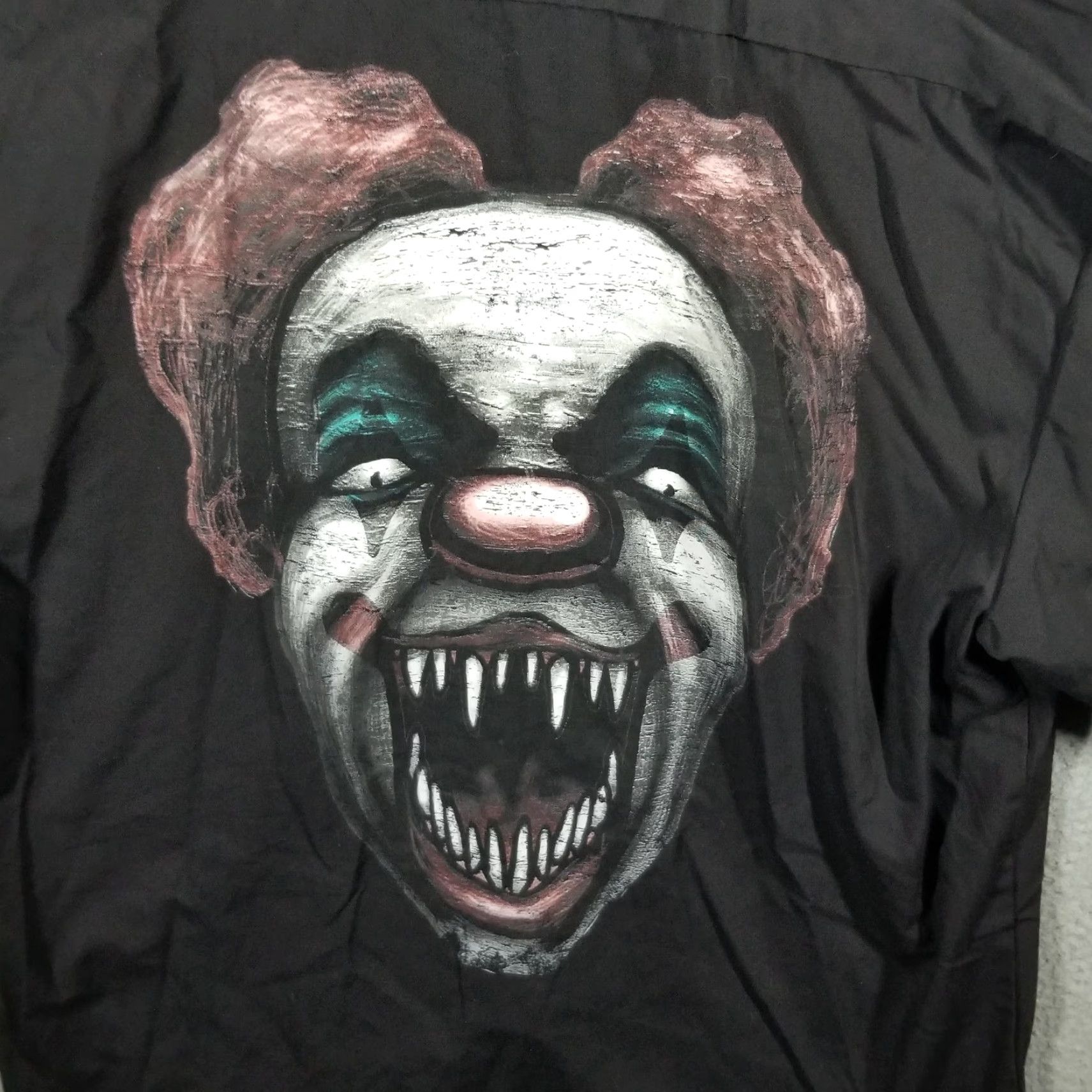 ESPIRIT Spirit Halloween Shirt Mens XL Black Scary Clown Costume Work Button Up Horror Size US XL / EU 56 / 4 - 2 Thumbnail