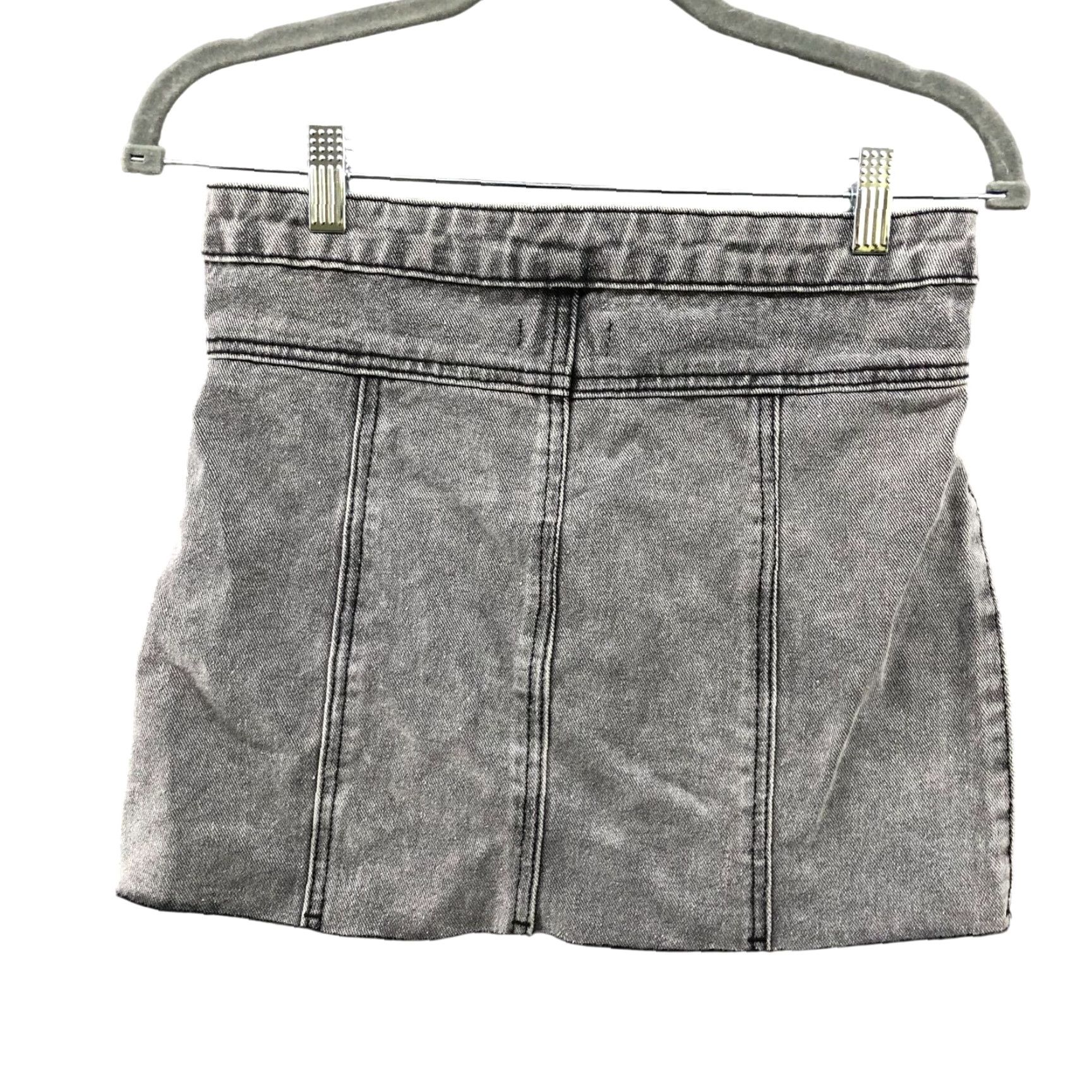 PrettyLittleThing VINTAGE Pretty Little Thing Mini Jean Skirt Women 00P Short Slit Cotton Denim Gray 90s Size 24" / US 00 / IT 34 - 2 Thumbnail