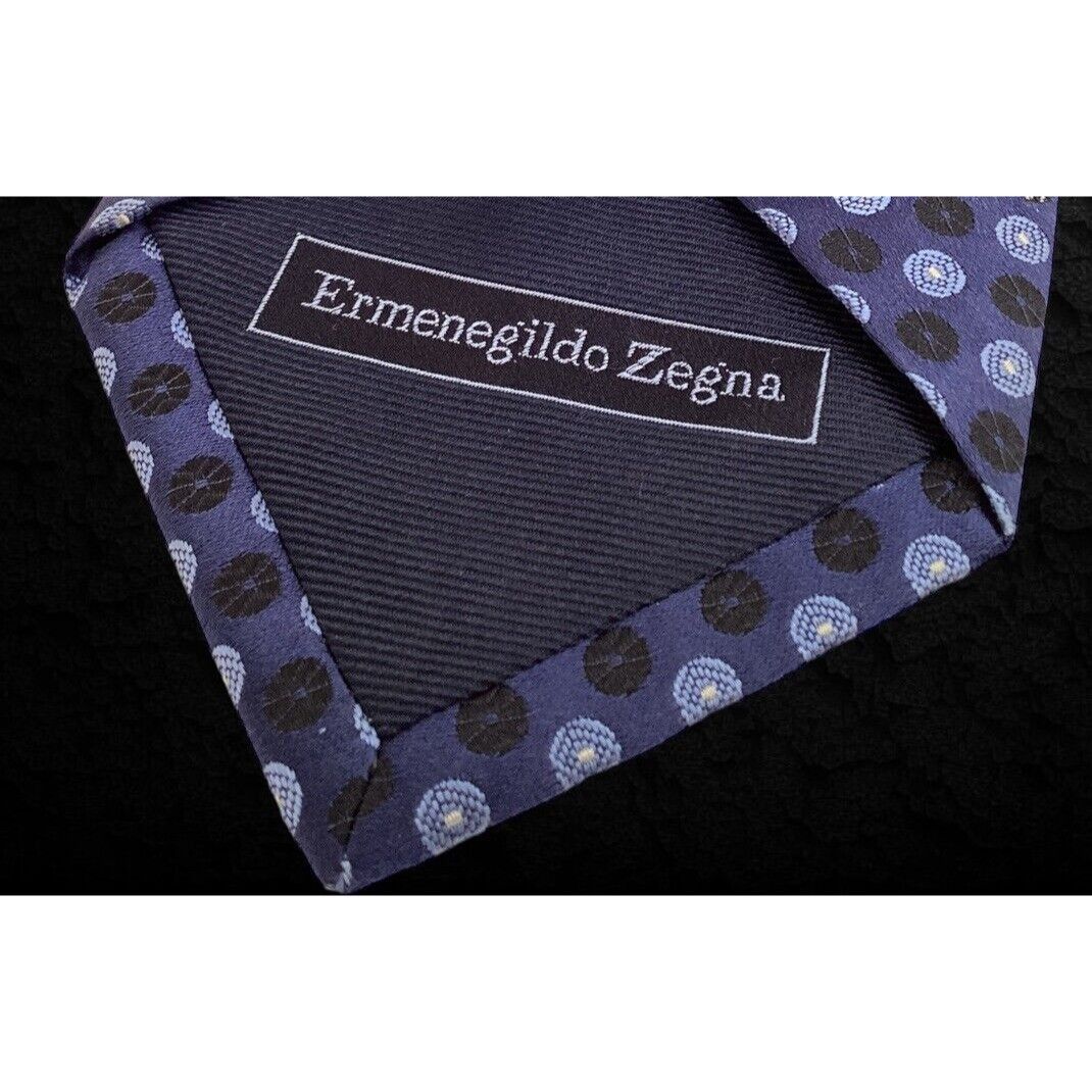 Ermenegildo Zegna ERMENEGILDO ZEGNA Blue Geometric Luxury Silk Tie M.I.Italy Size ONE SIZE - 5 Thumbnail