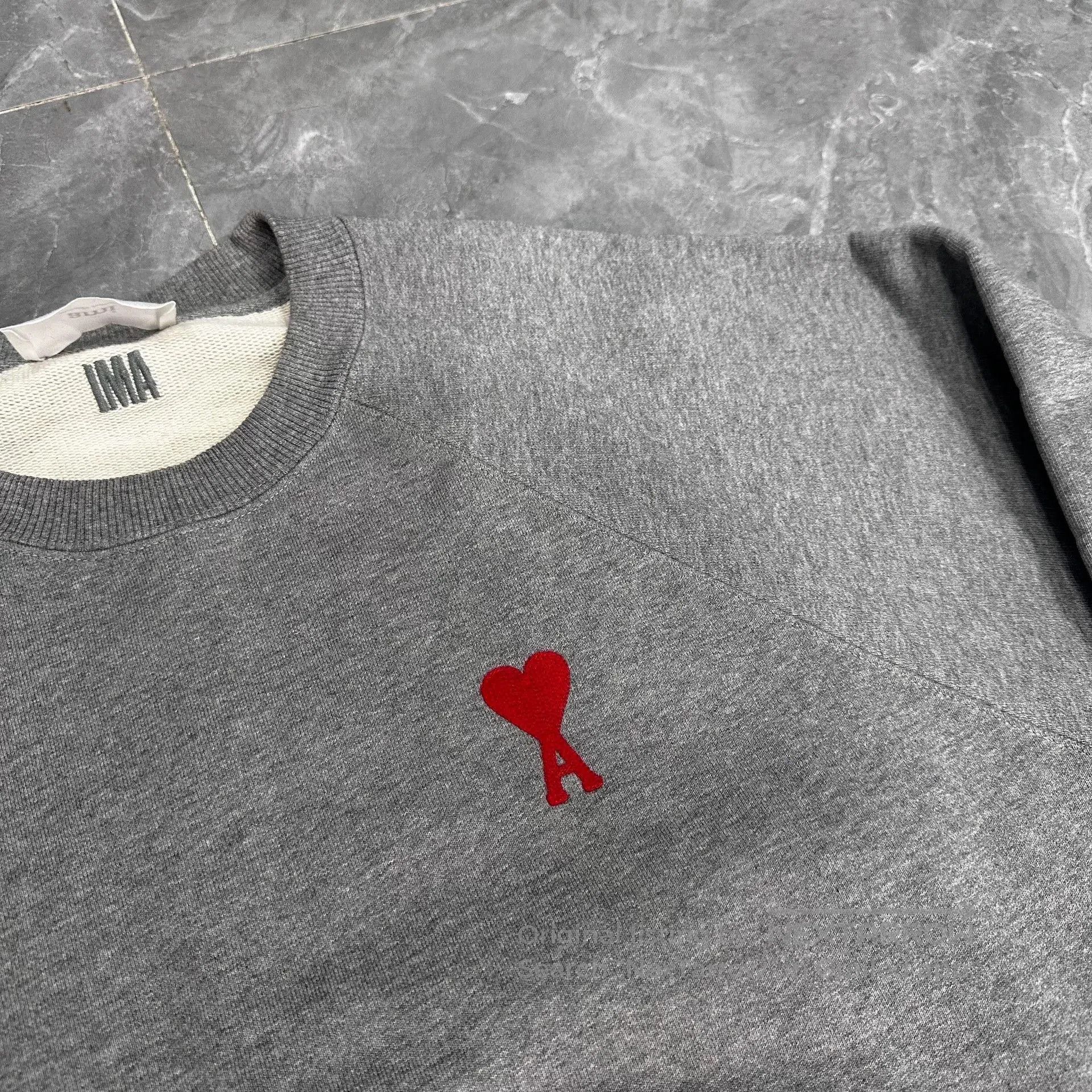 AMI Gray Sweatshirt with Red Heart Embroidery. Size US XL / EU 56 / 4 - 2 Thumbnail