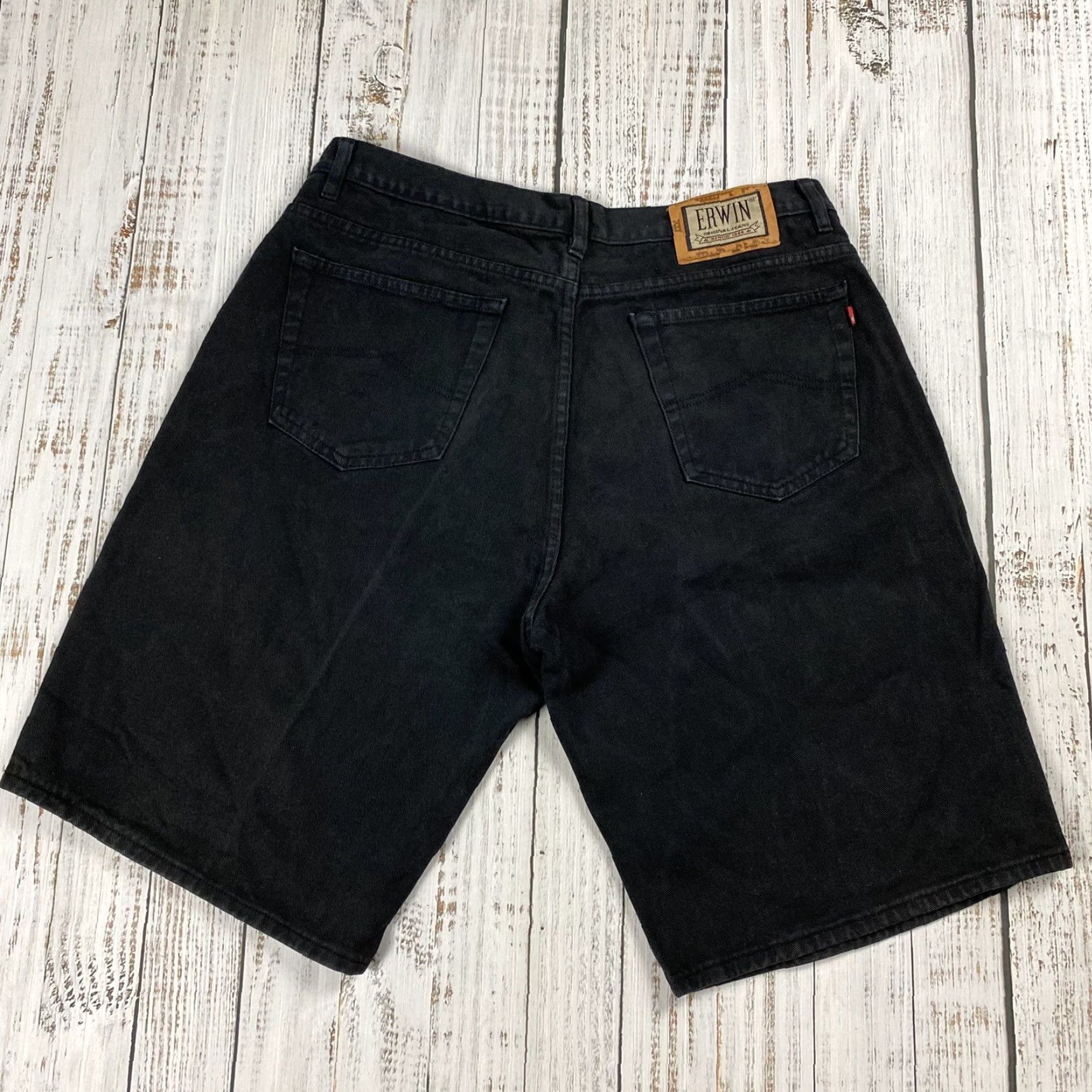 Vintage Vintage Erwin Black Denim Jean Shorts Men’s Baggy Wide Leg Skate Grunge 40 Waist 1990s Size US 40 / EU 56 - 4 Thumbnail