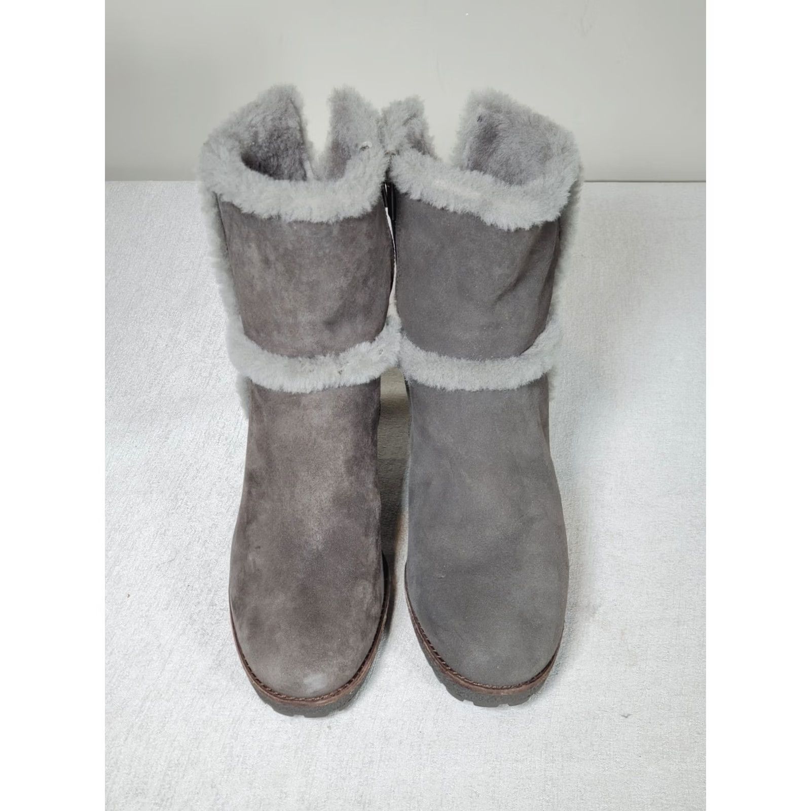 Frye FRYE Jen Shearling Short Booties Smoke Suede 76350 High Heeled Zip Women's US 8 M Size 30" / US 8 / IT 44 - 7 Thumbnail