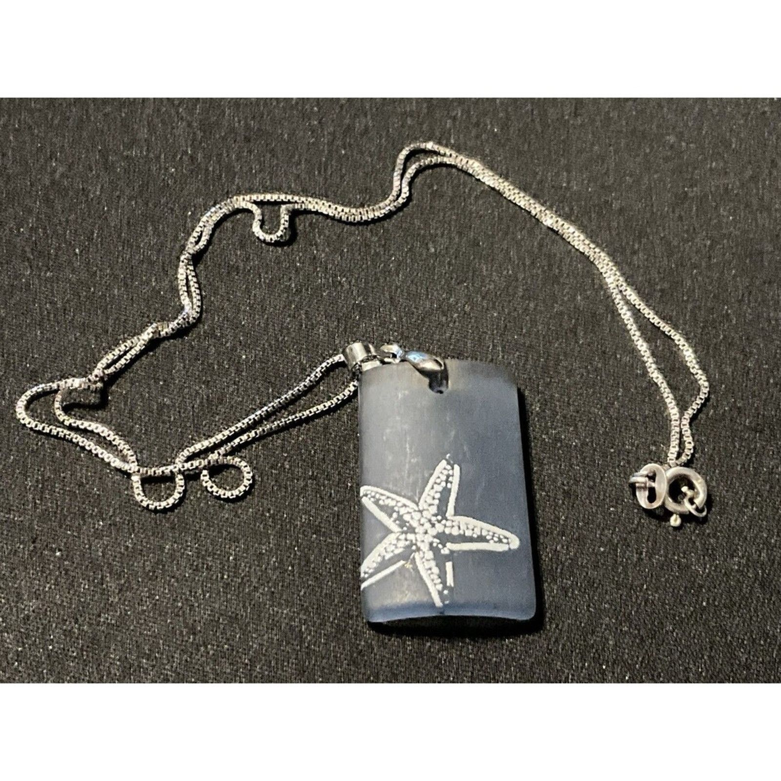 Other 18in 925 Sterling Silver Chain Sea Glass w/ Painted Starfish Size ONE SIZE - 1 Thumbnail