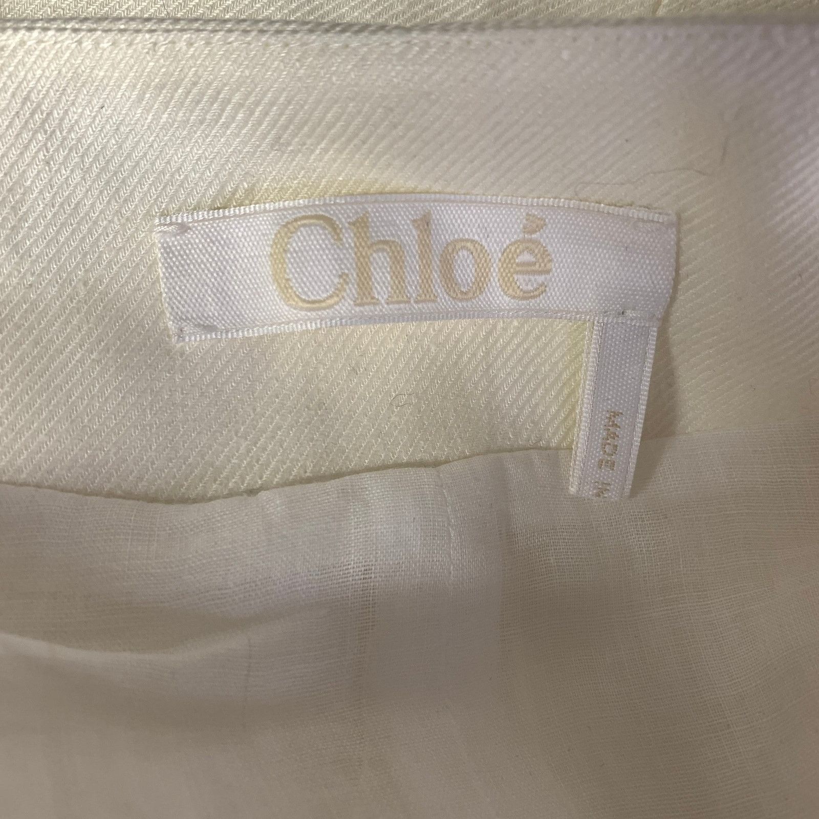 Chloe CHLOE Size L Cream Linen Ramie Twill Vest Midi Dress Size L / US 10 / IT 46 - 4 Thumbnail
