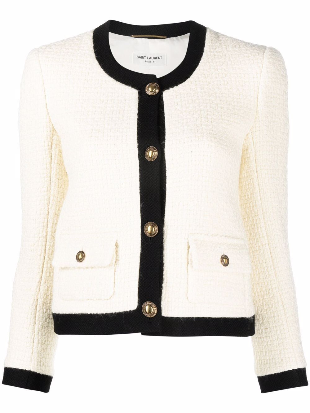 Saint Laurent Paris o1bcso1str1124 Short Jacket In Tweed in Neutral Size XXS / US 00 / IT 34 - 1 Thumbnail
