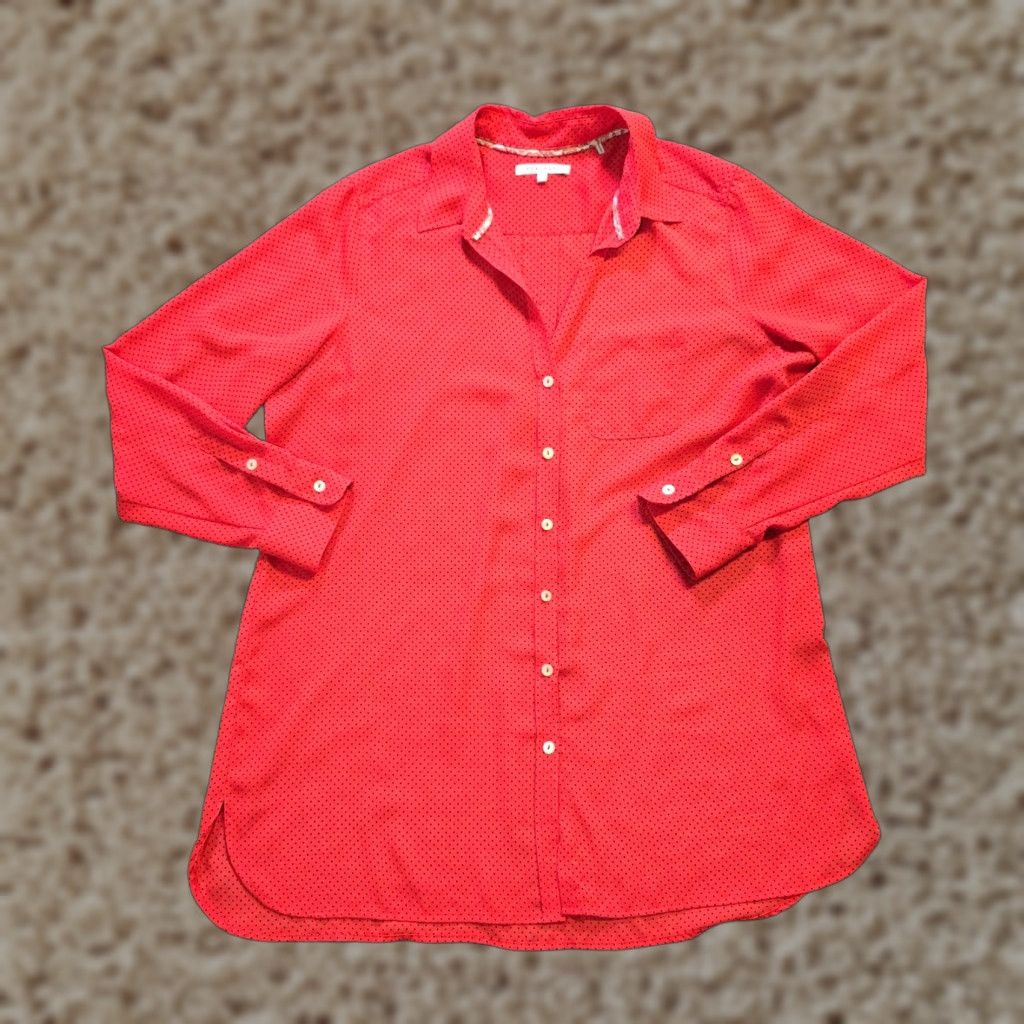 Vintage Foxcroft Blouse Women Size 16 Red Polka Dot Long Sleeve Sheer Non-Iron Button Front Career Casual Shirt Size XXL / US 16-18 / IT 52-54 - 1 Thumbnail