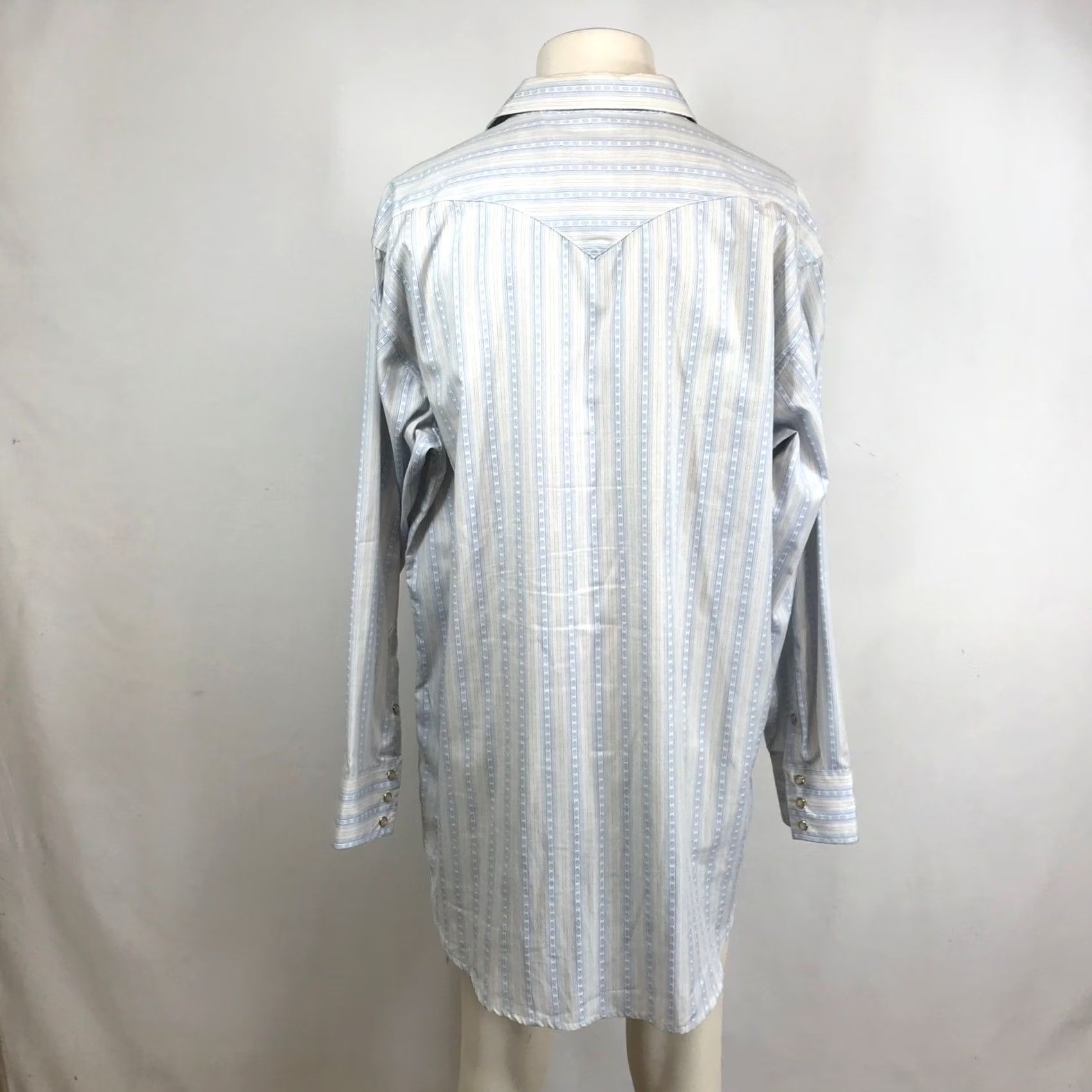 Vintage Panhandle Slim Mens Western Snap Button Up Long Sleeve Shirt - Light Blue Stripes Size US XL / EU 56 / 4 - 5 Thumbnail