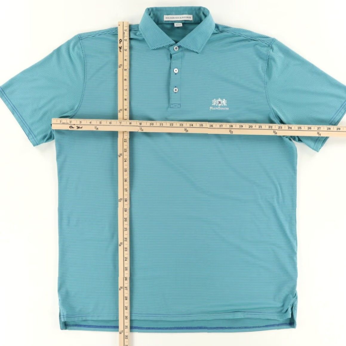 Vintage VINTAGE Holderness & Bourne The Perkins Striped Polo Shirt Mojito Mens XL Size US XL / EU 56 / 4 - 3 Thumbnail
