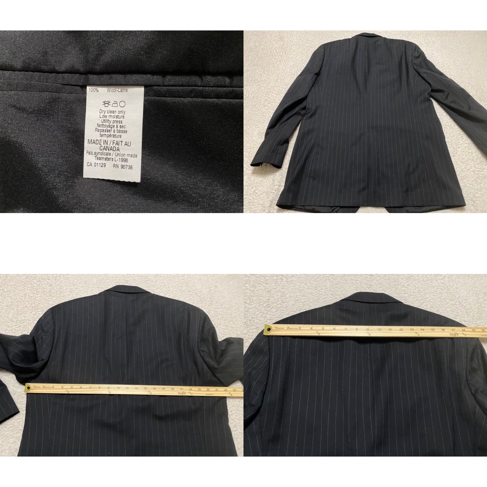 Ralph Lauren Lauren Ralph Lauren Blazer Mens 44 Black Striped Wool Long Sleeve 2-Button Jacket Set? Size US XXL / EU 58 / 5 - 8 Thumbnail
