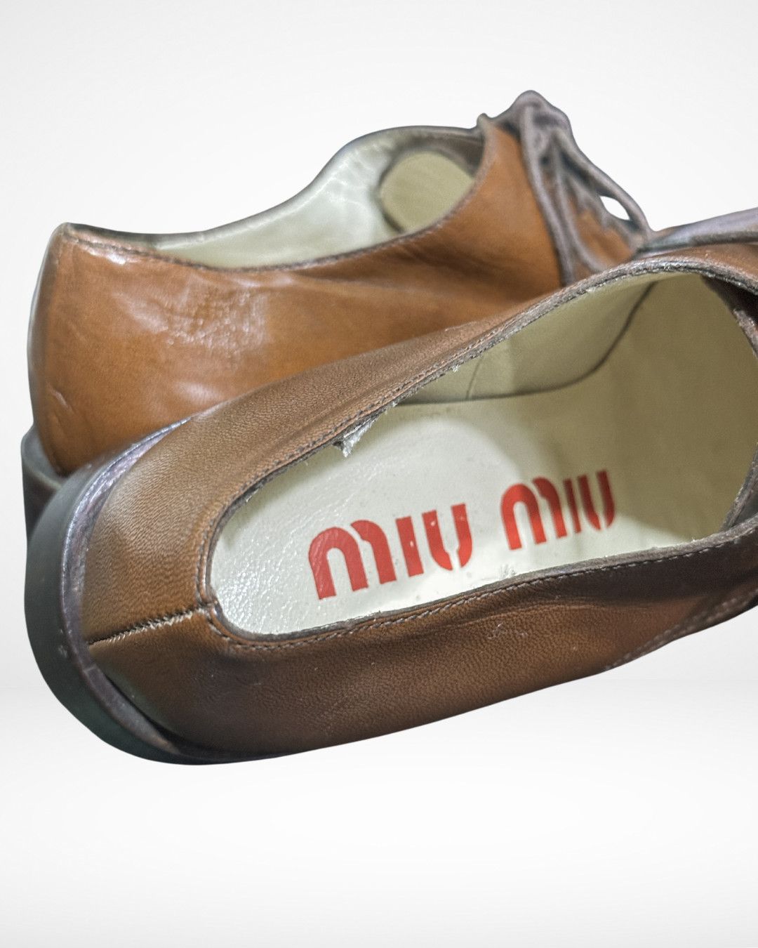 Miu Miu FW96 Square Toe Heeled Loafers Size US 6 / IT 36 - 6 Thumbnail