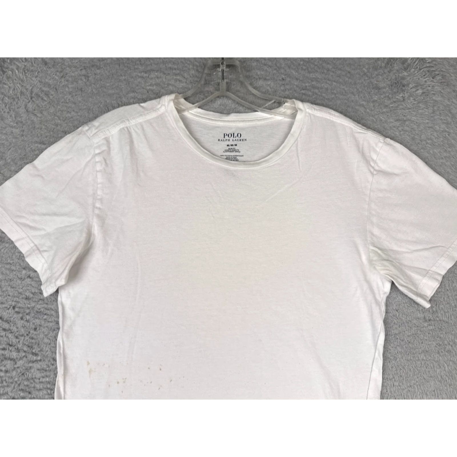 Ralph Lauren Polo Ralph Lauren Shirt Men Medium Whtie 100% Cotton Crew Neck Short Sleeve READ Size US M / EU 48-50 / 2 - 4 Thumbnail