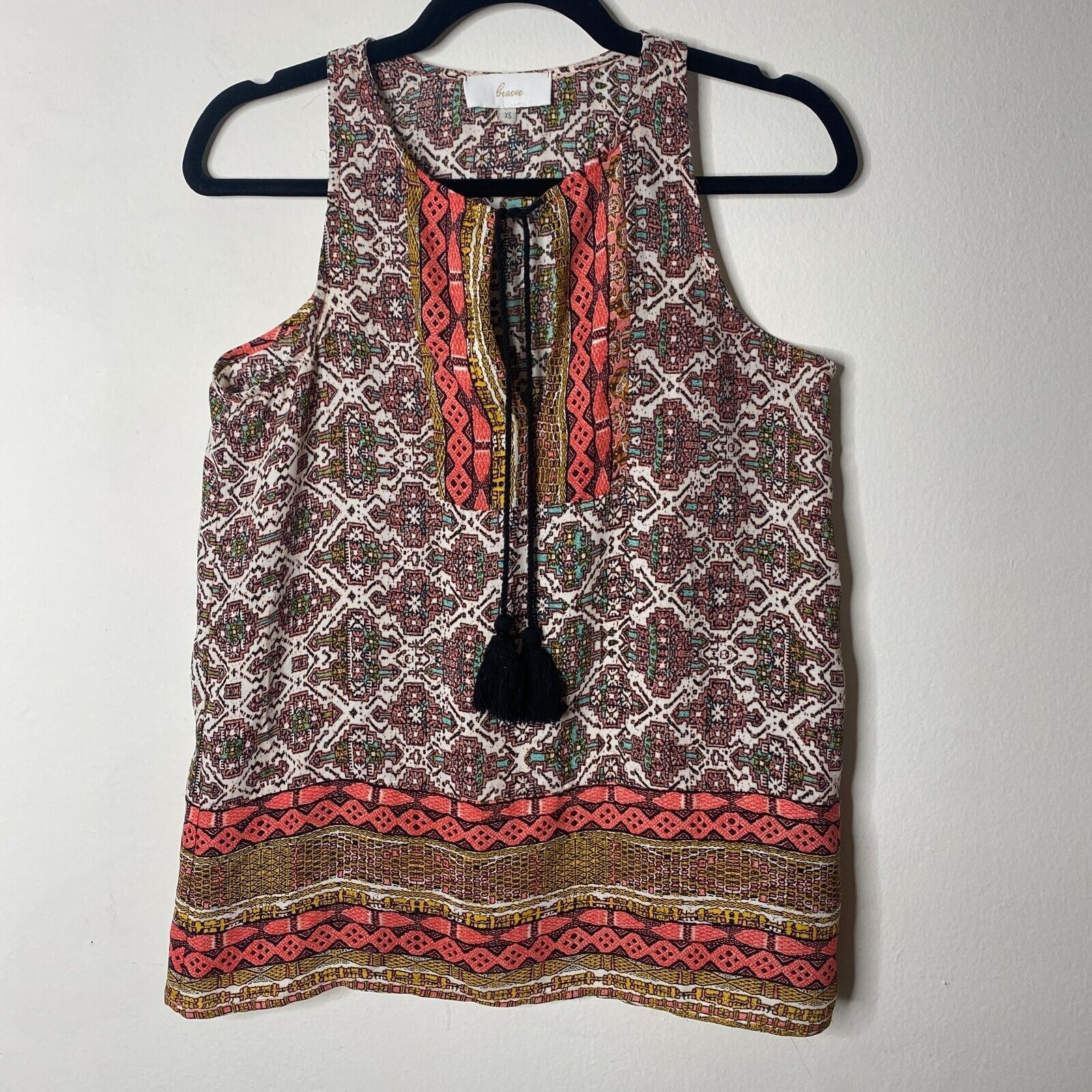 Other Braeve Brown Peach Multi Aztec Front Tie Sleeveless Tank XS Size XS / US 0-2 / IT 36-38 - 1 Thumbnail