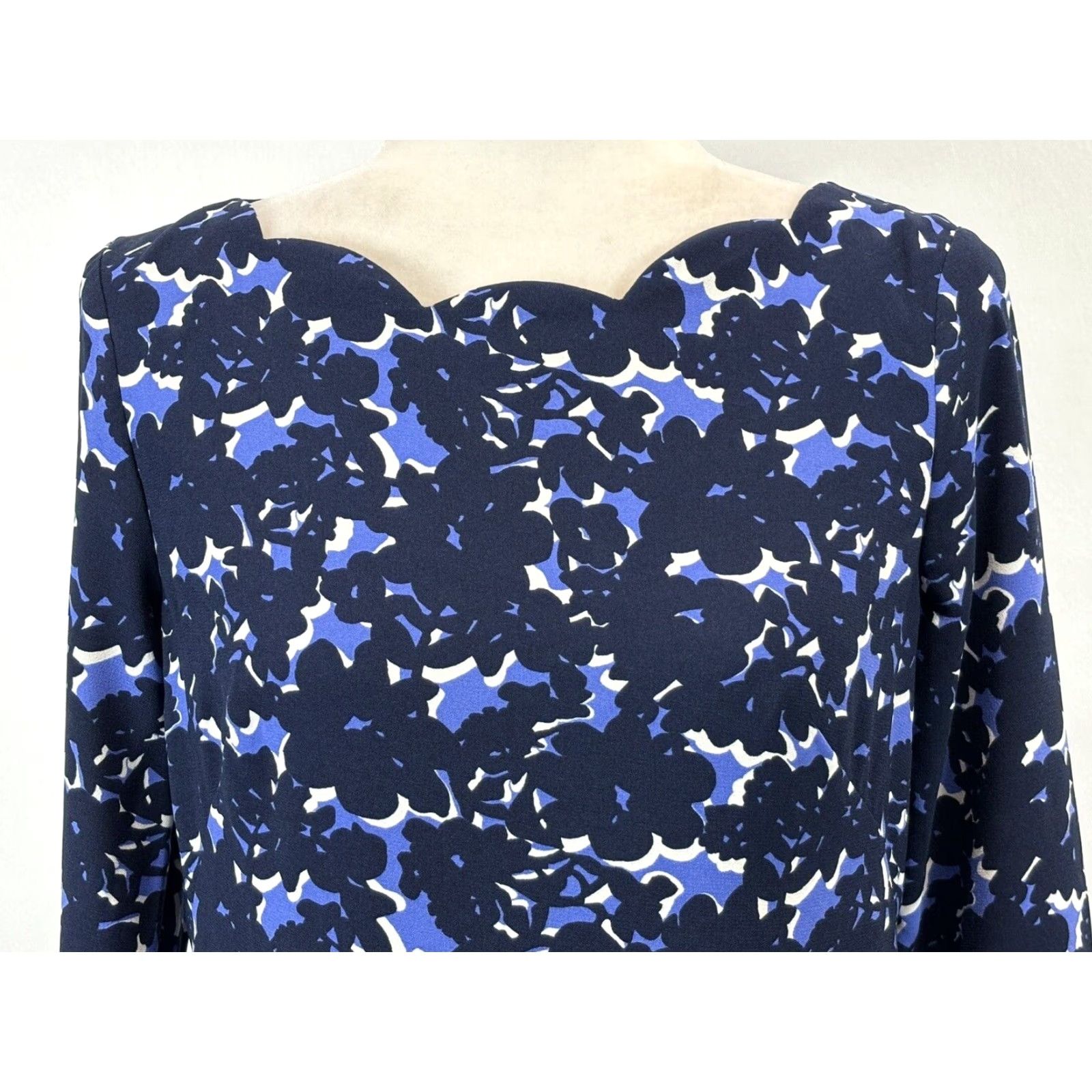 Talbots Talbots Shift Dress Shirt Women 2 Multicolor 3/4 Sleeve Scalloped Neckline Classic Career Seasonal Size XS / US 0-2 / IT 36-38 - 5 Thumbnail
