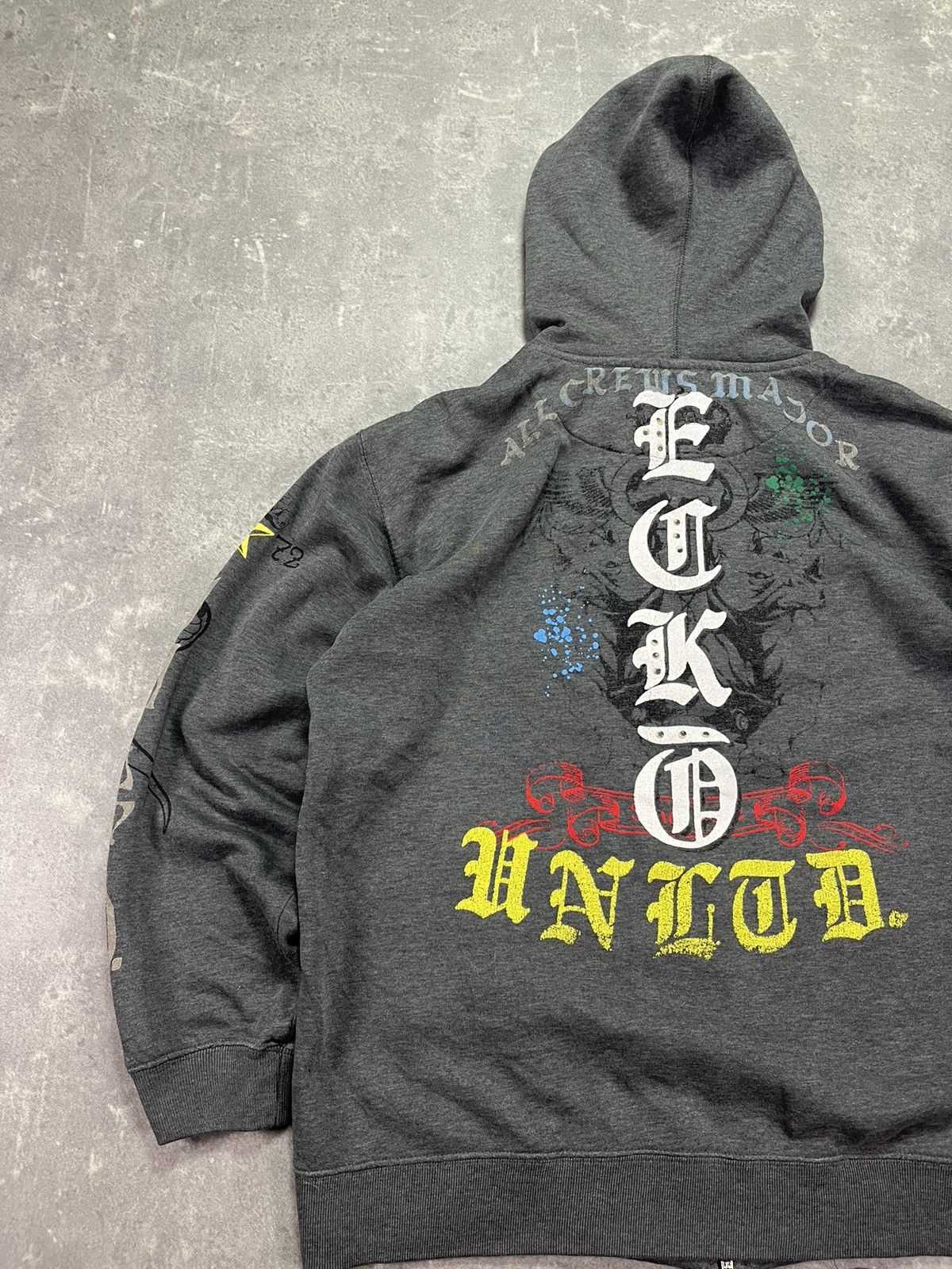Ecko Unltd. 2000s Ecko Unltd. Distressed Faded Printed Y2K Zip Hoodie L Size US L / EU 52-54 / 3 - 13 Thumbnail