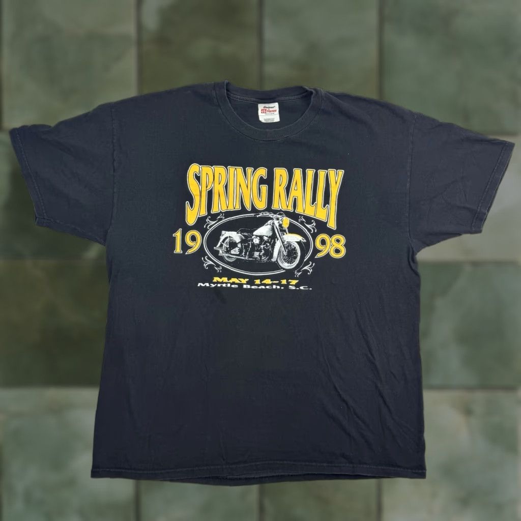Hanes VINTAGE Hanes Motorcycle T-Shirt Adult XL Black 90s Biker Spring Myrtle Beach Size US XL / EU 56 / 4 - 1 Thumbnail