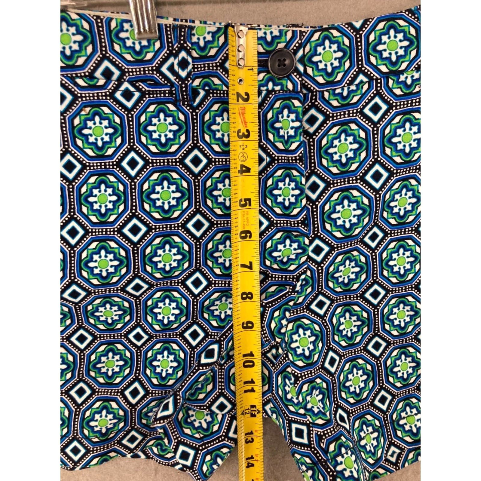 Vintage Crown Ivy Shorts 10 Blue Geometric Boho Pockets Womens Size 32" / US 10 / IT 46 - 4 Thumbnail