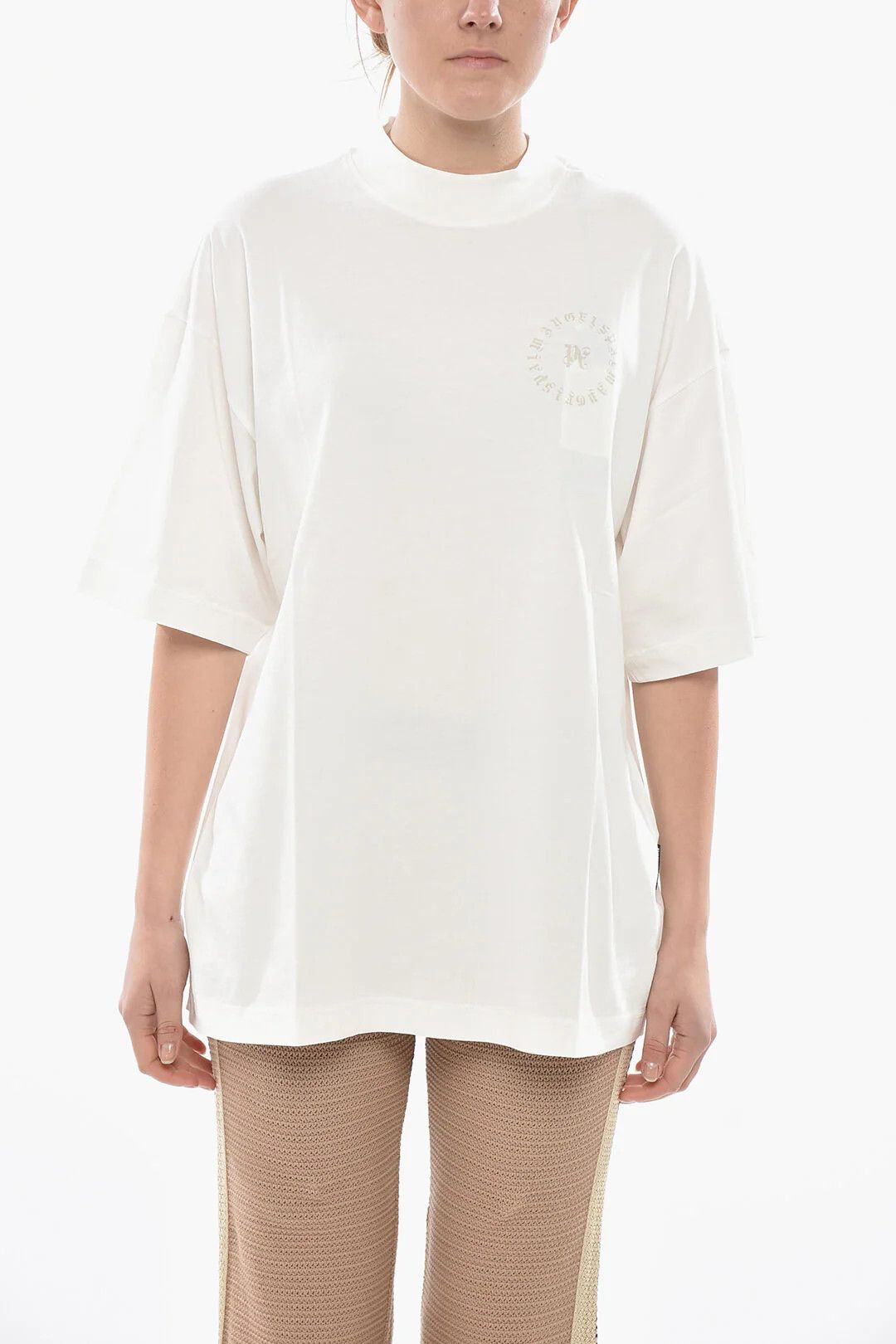 Palm Angels og1mm0326 Cotton Loose Fit T-Shirt in White Size XL / US 12-14 / IT 48-50 - 1 Thumbnail