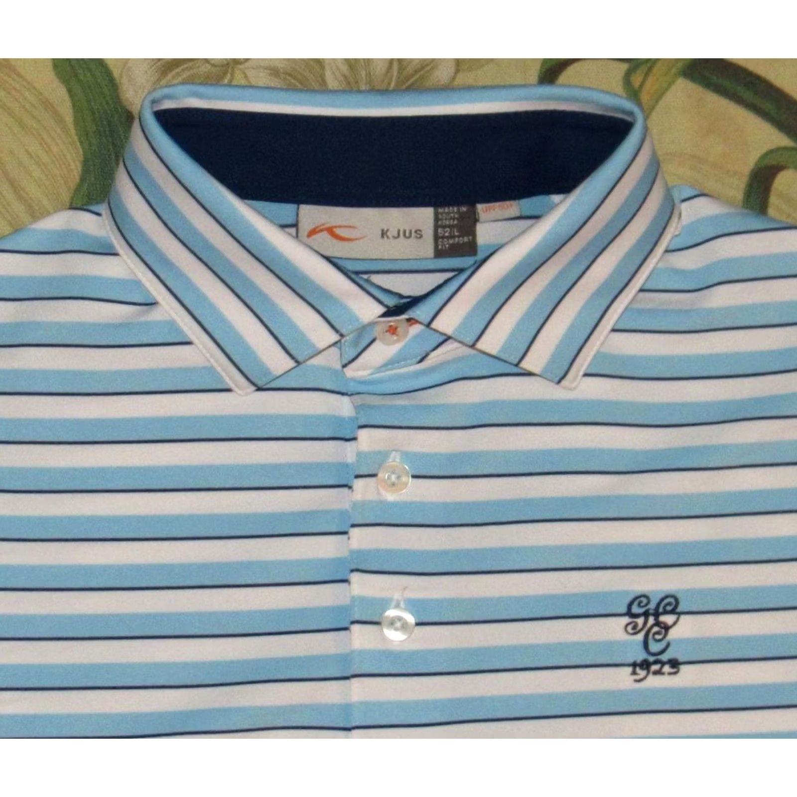 KJUS KJUS Striped Short Sleeve Polo Shirt Greenville Country Club North Carolina L Blue Mens Size US L / EU 52-54 / 3 - 2 Thumbnail