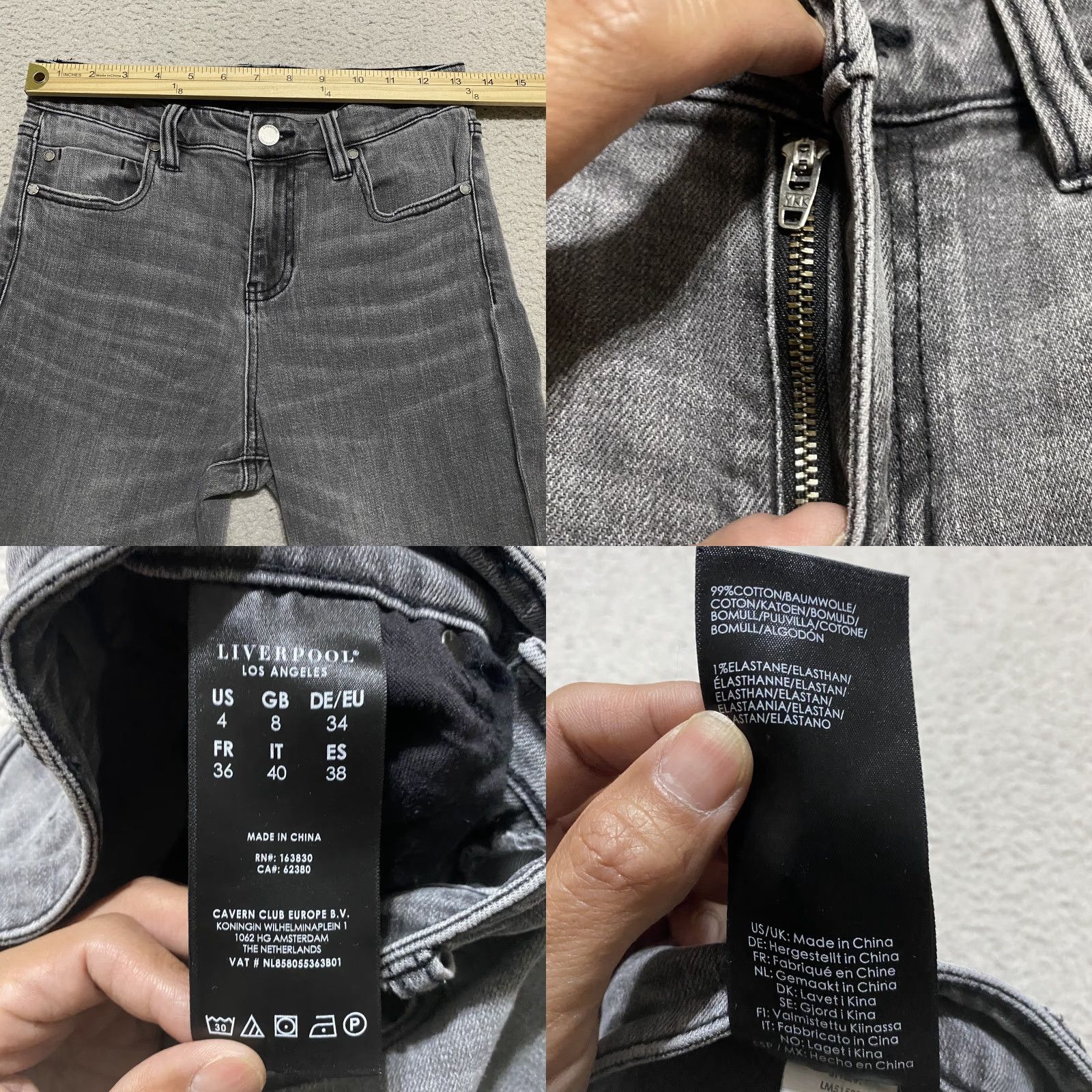 Denime Liverpool Jeans Womens 4 Gray Distressed Stretch Mid Rise Ankle Denim Shirt? Size 27" / US 4 / IT 40 - 8 Thumbnail