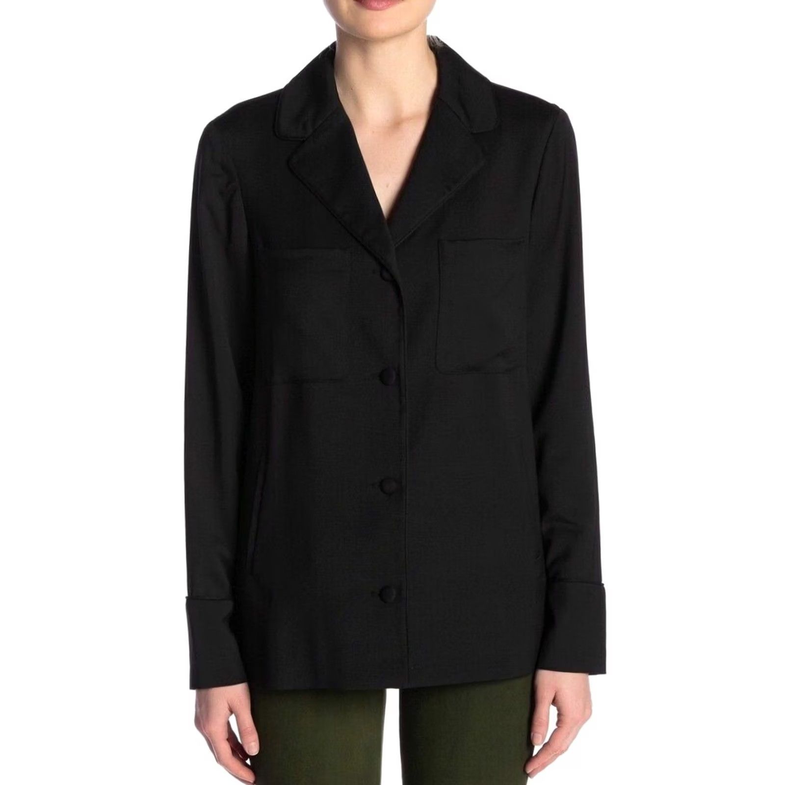 Frame Frame Blazer Shirt Jacket Womens Sz S Black Button-Down Framework Frame Blazer No WT Vintage NoN/A Size S / US 4 / IT 40 - 3 Thumbnail
