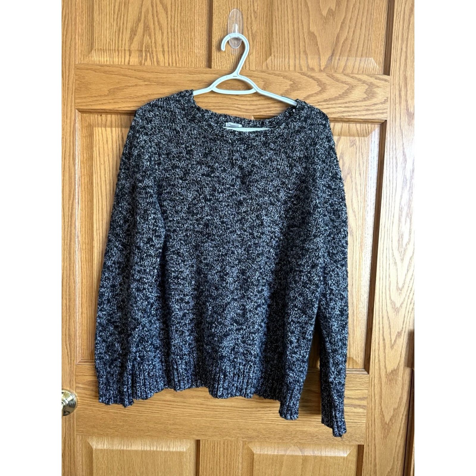 Vintage L.L. Bean Cardigan Sweater Women's XL Black 100% Cotton Marled Raglan Sleeve Classic Knit" Size XL / US 12-14 / IT 48-50 - 2 Thumbnail