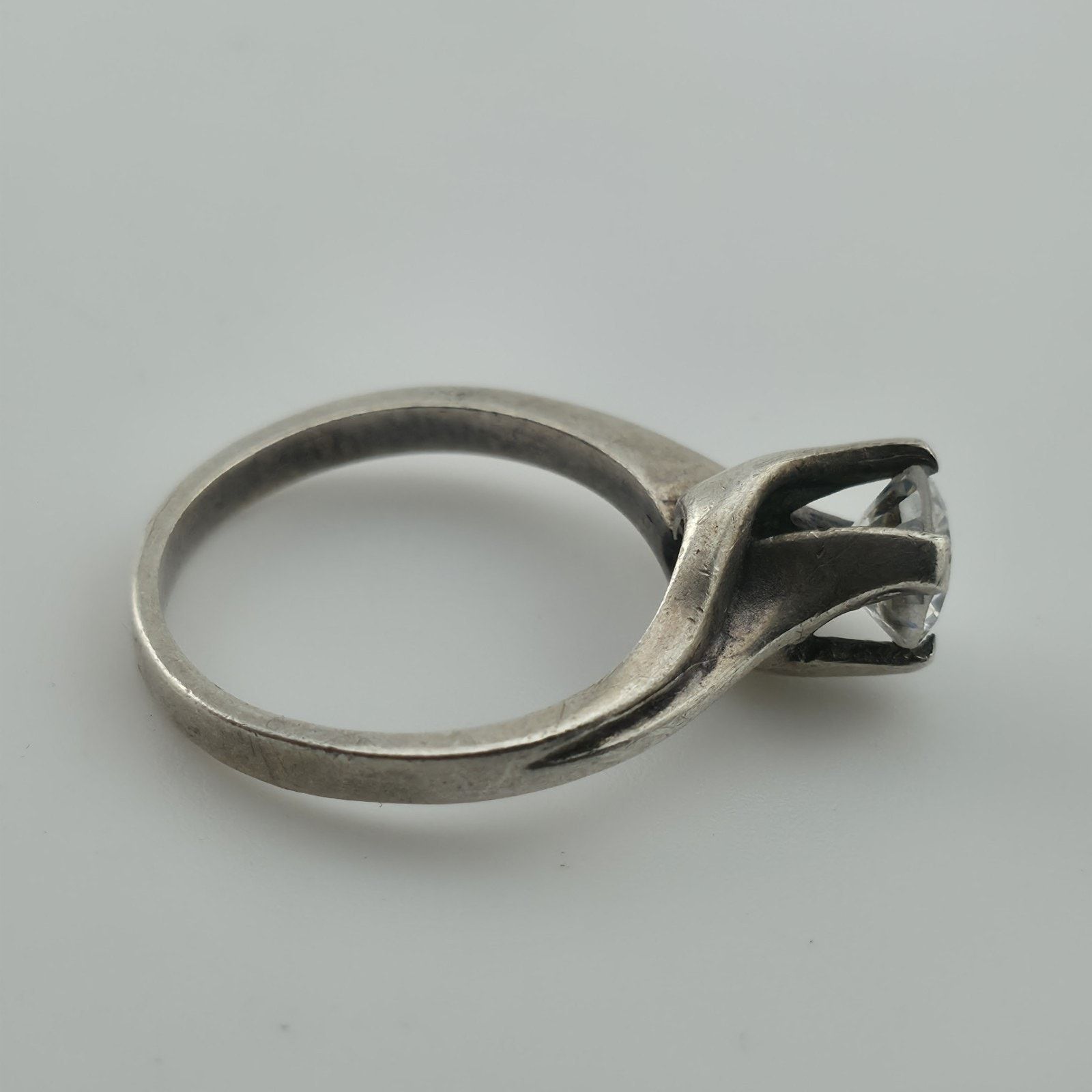 Other Sterling Silver Solitaire Ring CZ Stone Modernist 6.5 VTG Size ONE SIZE - 5 Thumbnail