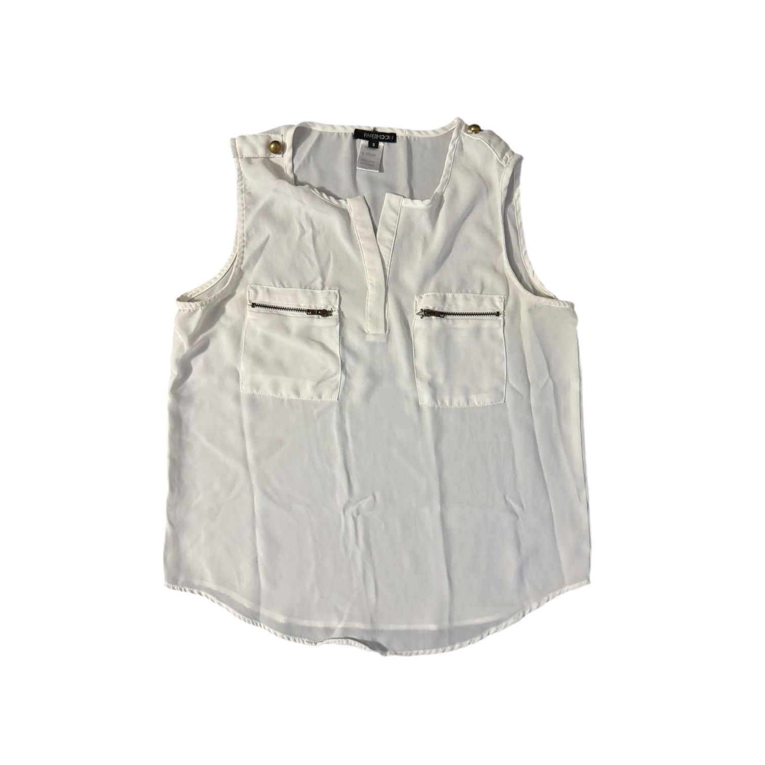 Other Paper Moon Ivory Shirt Sleeveless with Zipper Accents Small Size S / US 4 / IT 40 - 1 Thumbnail