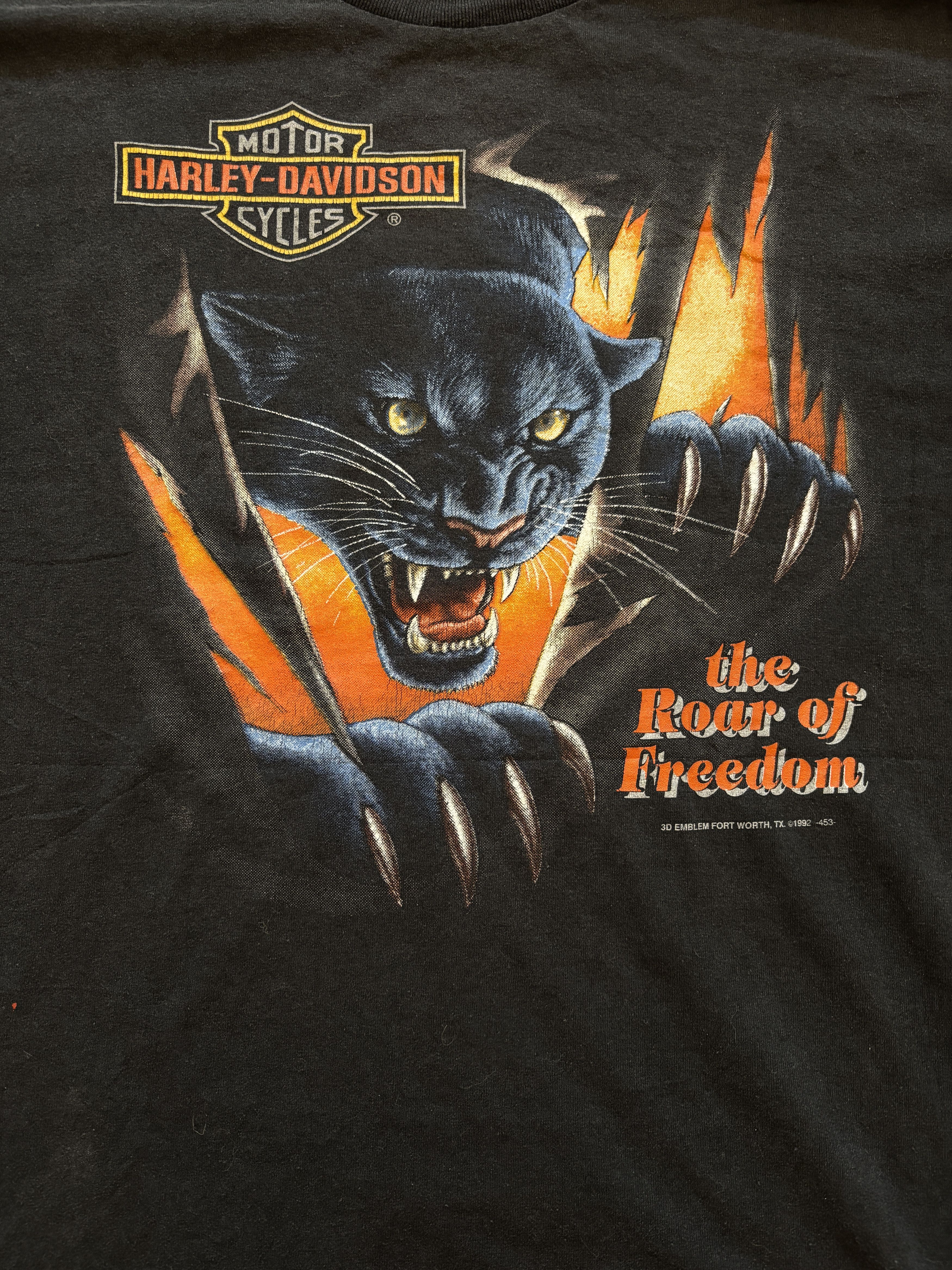 Harley Davidson 1992 Harley Davidson 3D Emblem Panther SingleStitch T-Shirt Size US XL / EU 56 / 4 - 3 Thumbnail