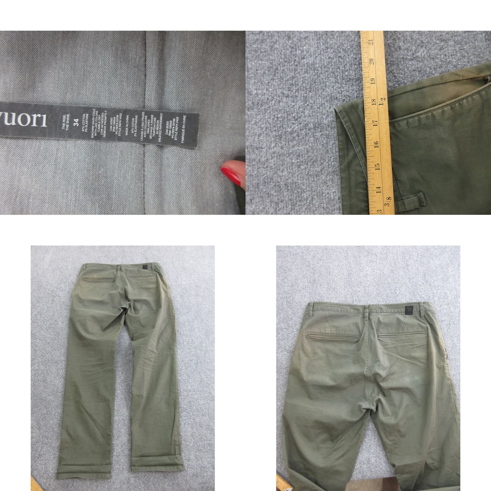 Vuori Vuori Mens Pants 34x29 Chino Straight Leg Green Stretch Casual Travel The Rise. The Shine. V433 Size US 34 / EU 50 - 8 Thumbnail
