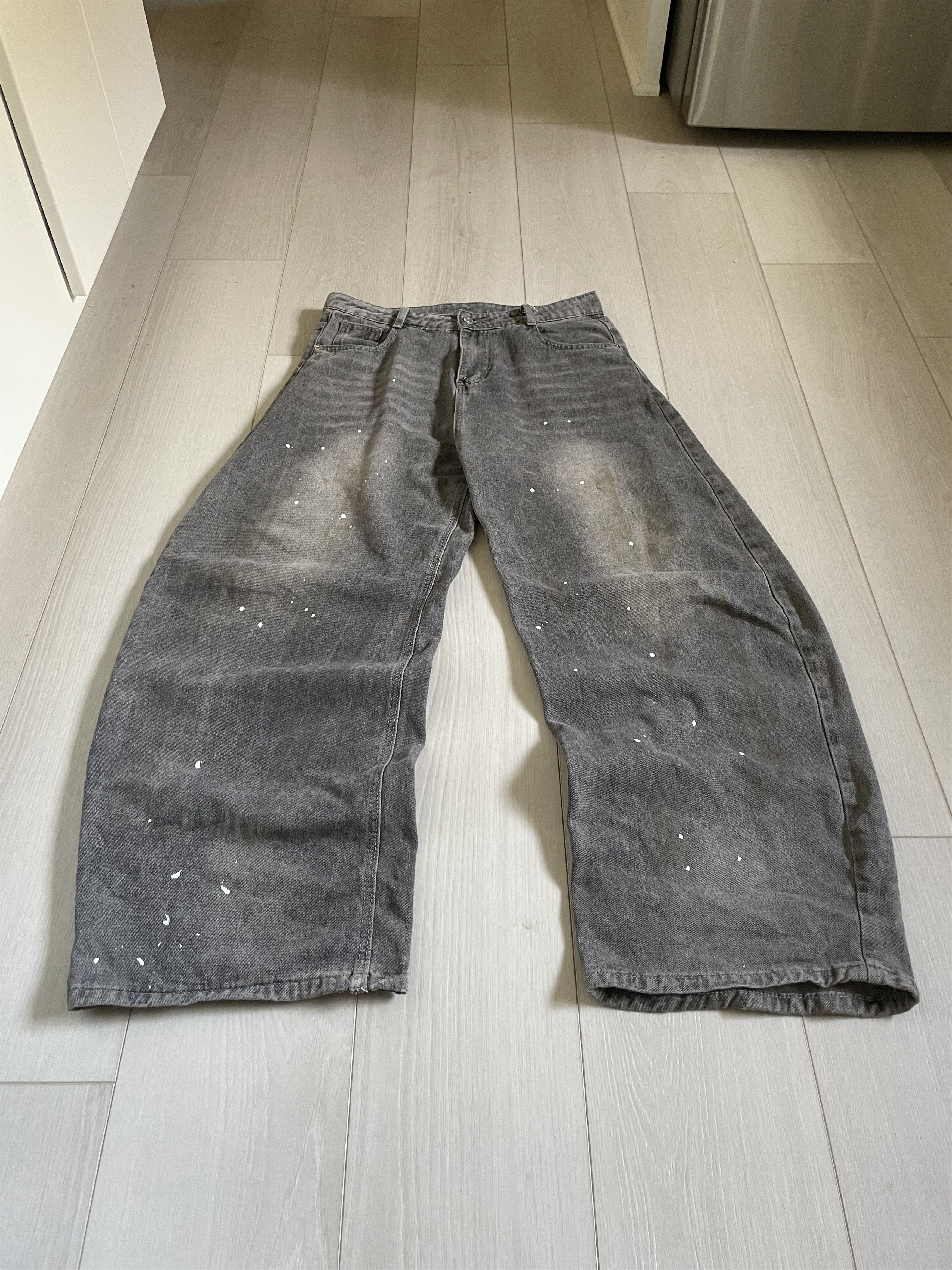 Other Vintage Ink-Splatter Grey Wide-Leg Jeans Size US 32 / EU 48 - 3 Thumbnail