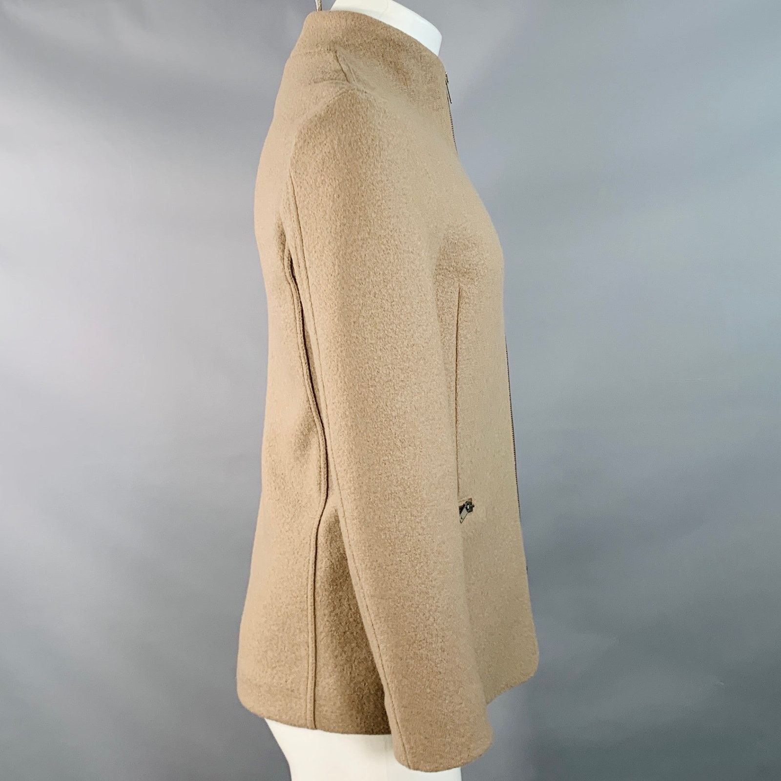 Emporio Armani EMPORIO ARMANI Size 36 Tan Wool Two Pockets Zip Up Jacket Size US S / EU 44-46 / 1 - 2 Thumbnail