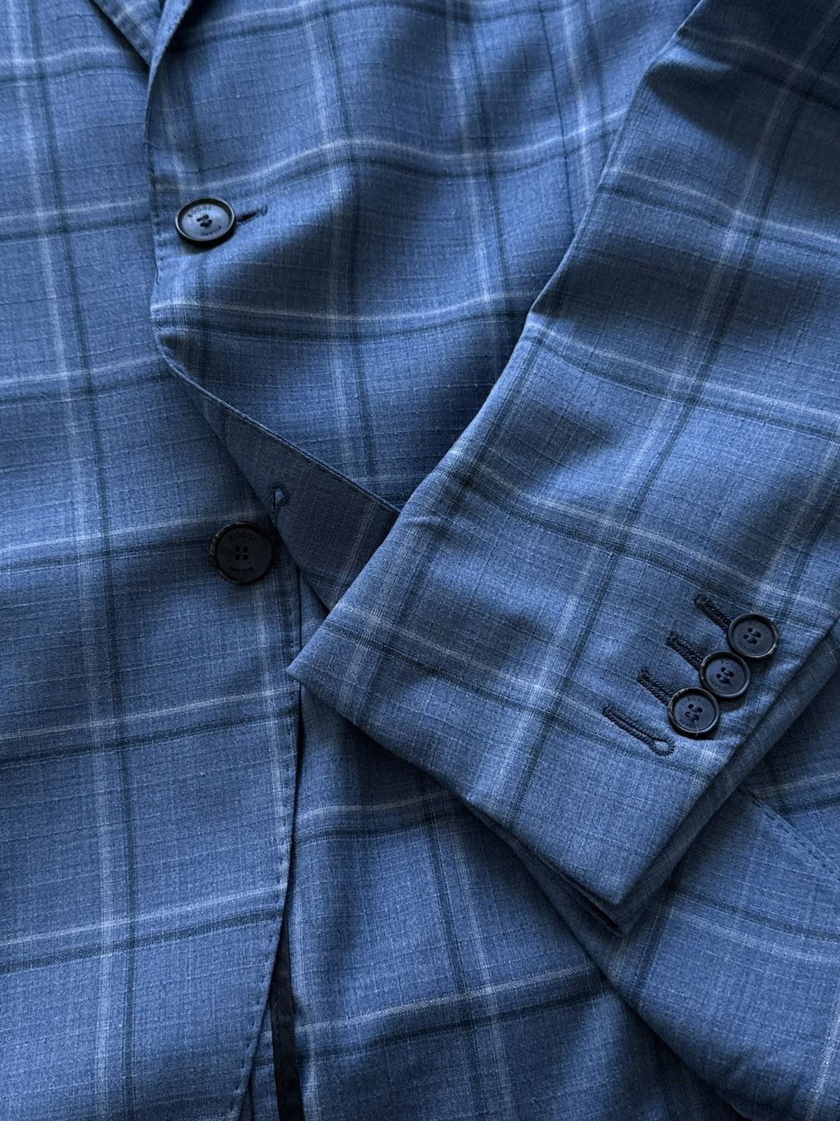 Boggi Boggi Milano Blue Checked Wool Blazer Jacket Size 52 Size 42R - 3 Thumbnail
